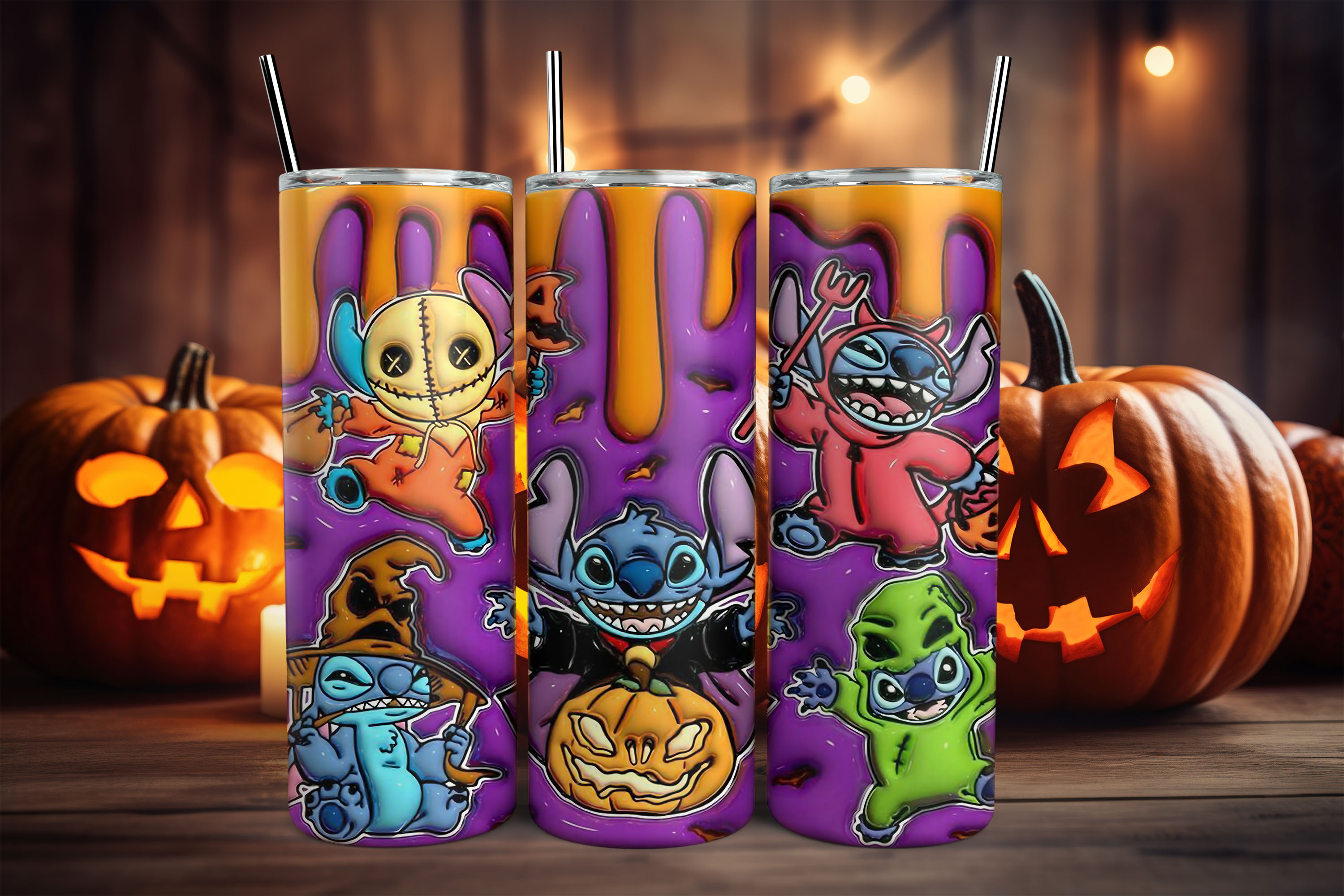 Vaso termo de Halloween con personajes animados