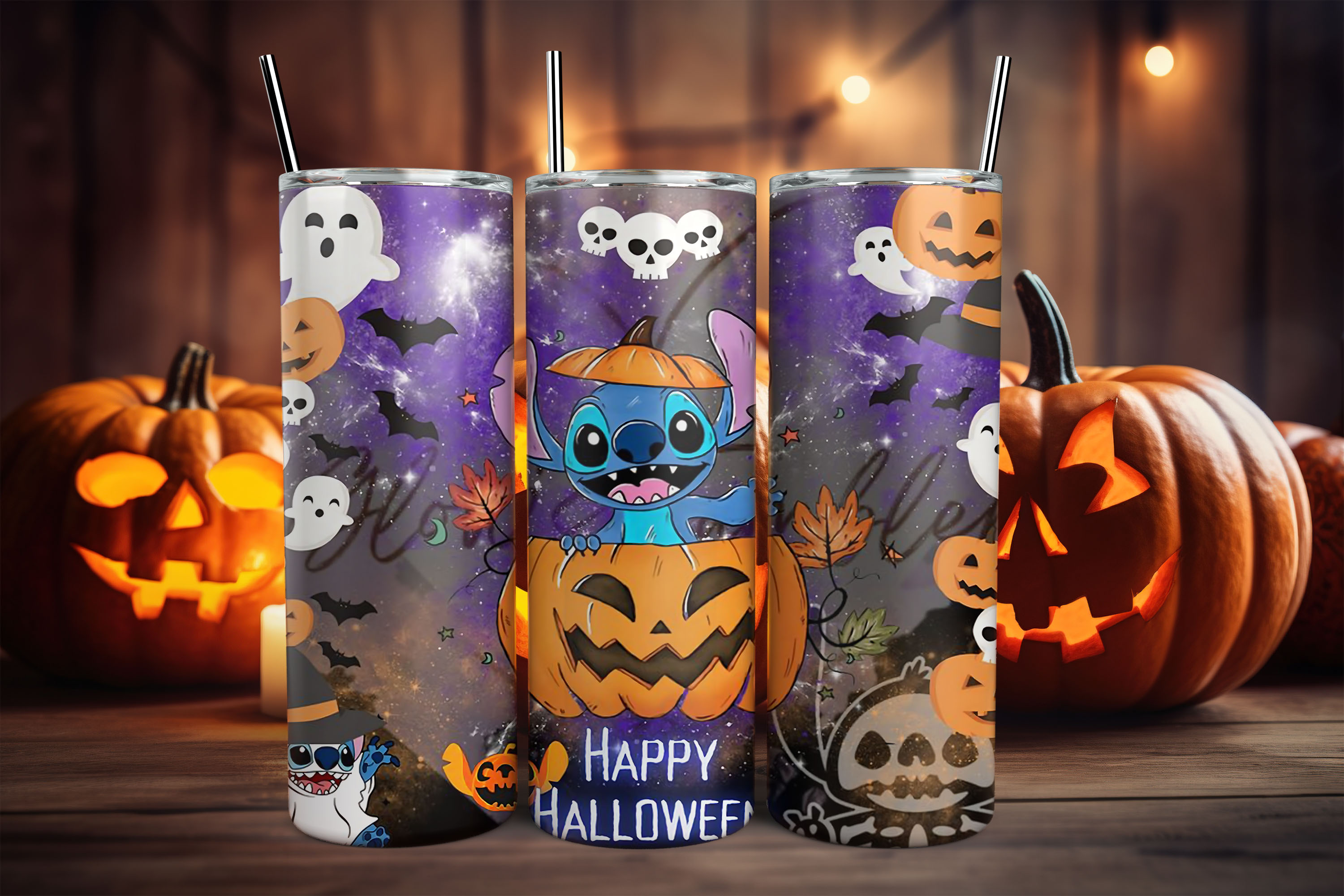 Vaso termo de Halloween con personajes animados