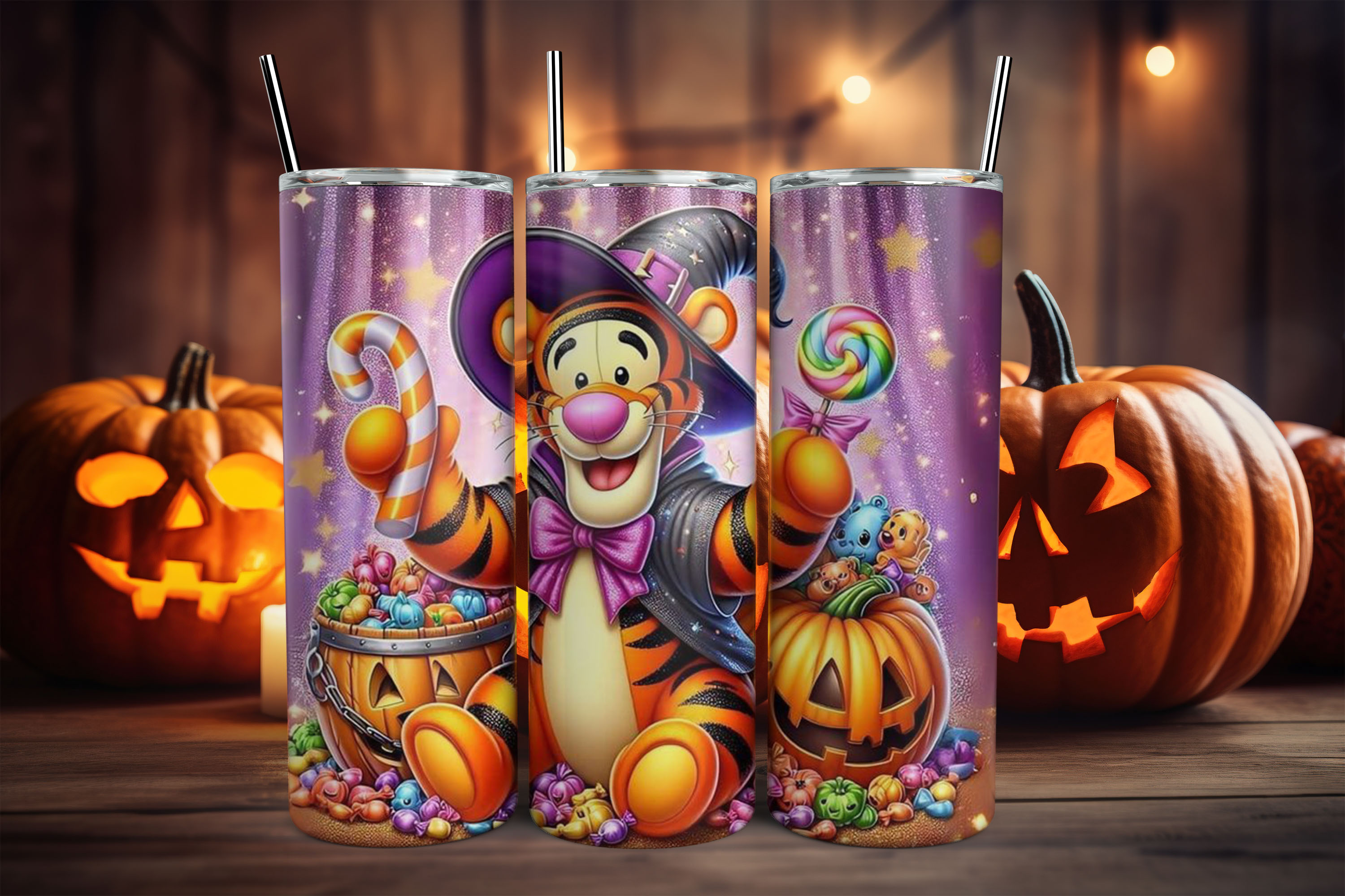 Vaso de Halloween con diseño de Tigger