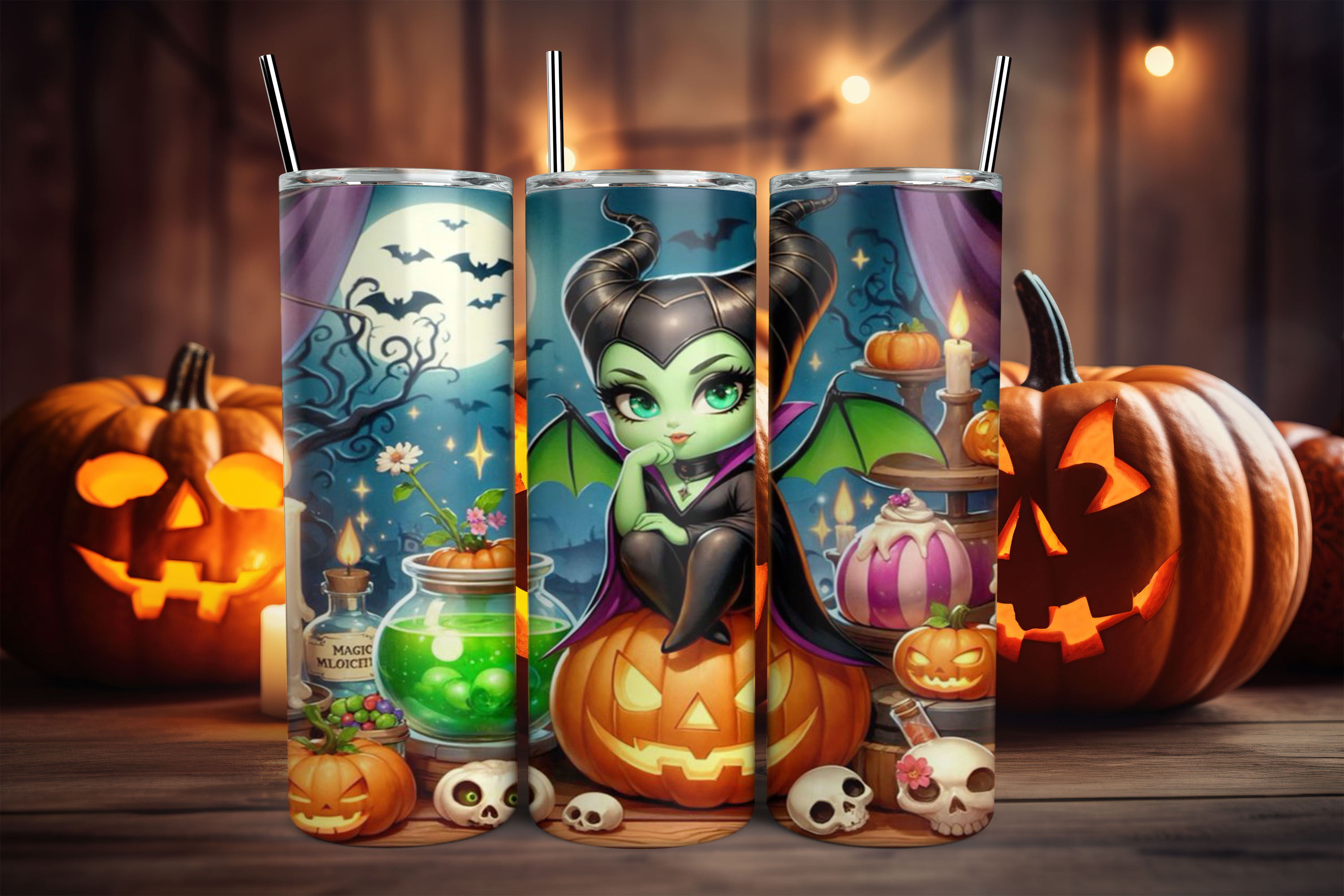 Vasos térmicos de Halloween Maleficent
