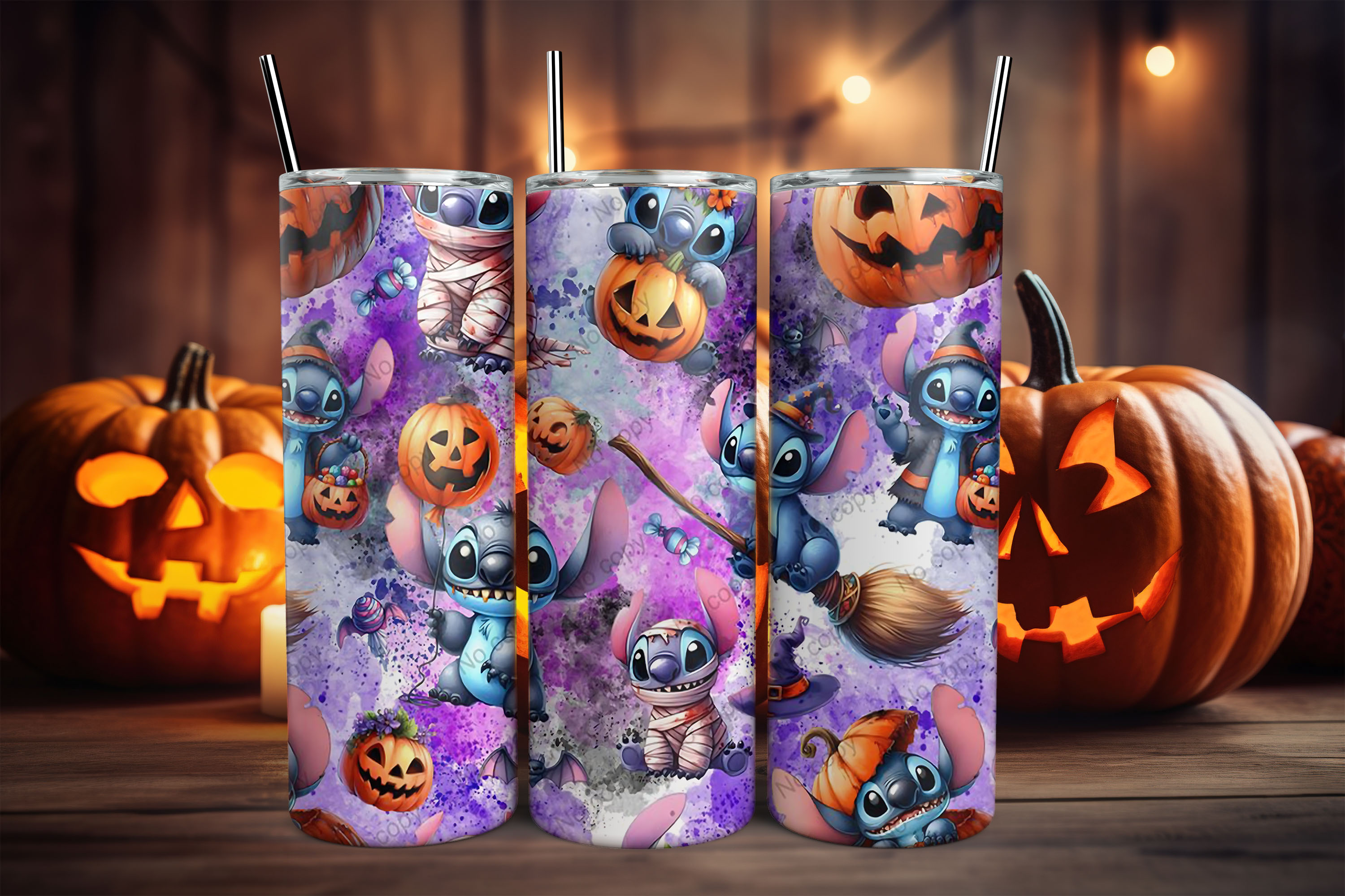 Vaso termo de Halloween con personajes animados