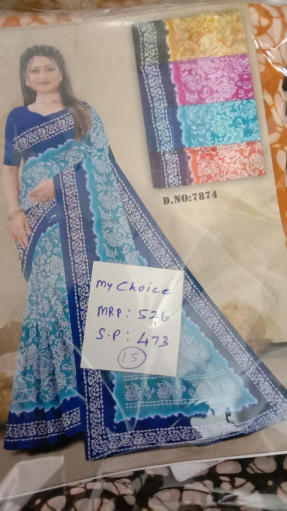 Blue Floral Printed Saree