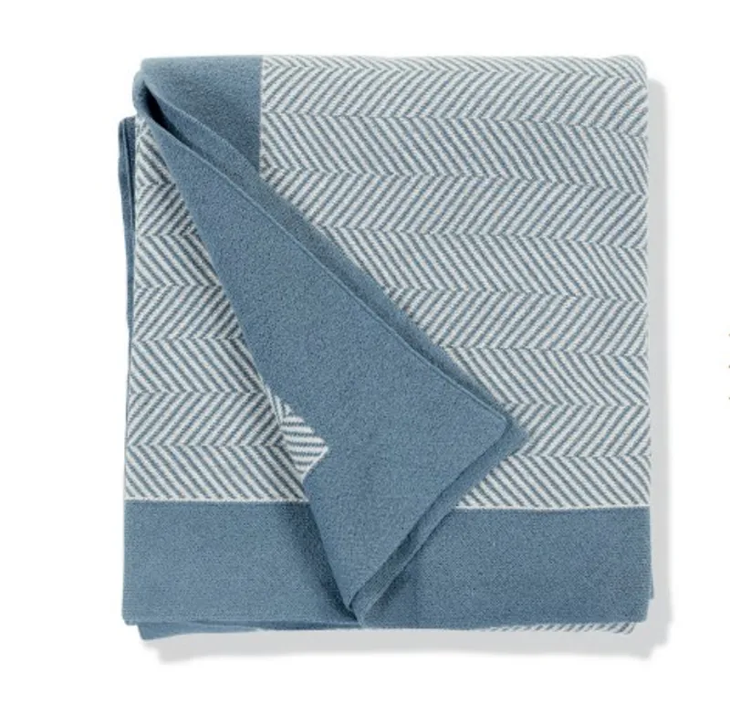 Blue Herringbone Throw Blanket