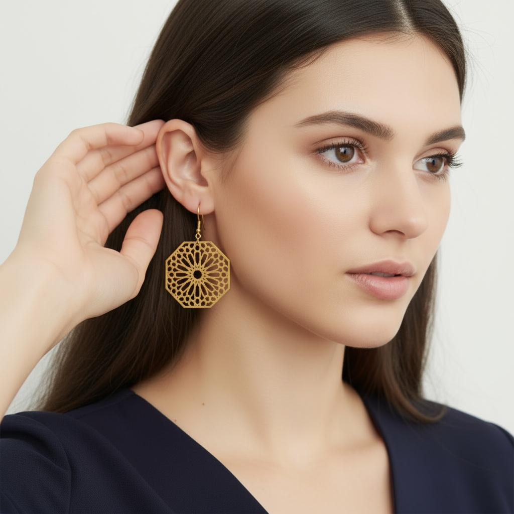 Geometric Gold Drop Earrings