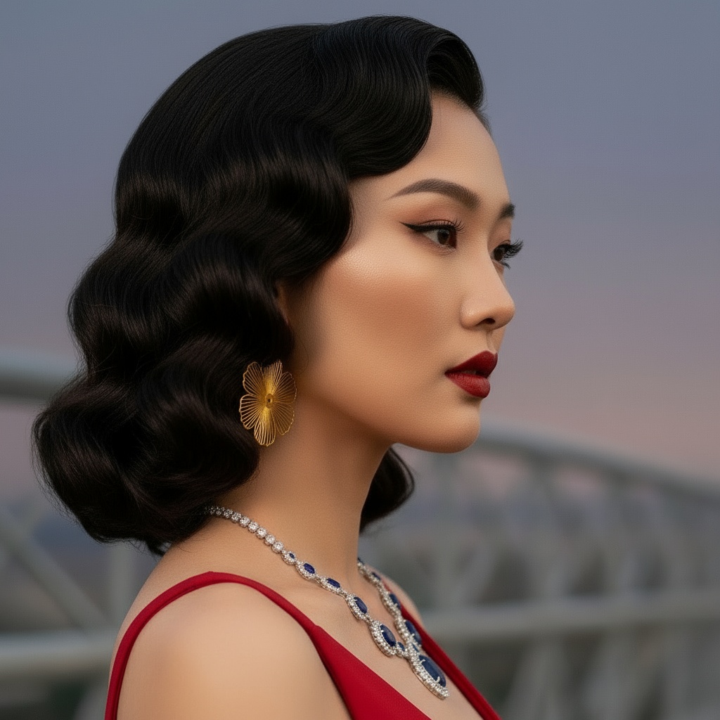 Gold Floral Dangle Earrings