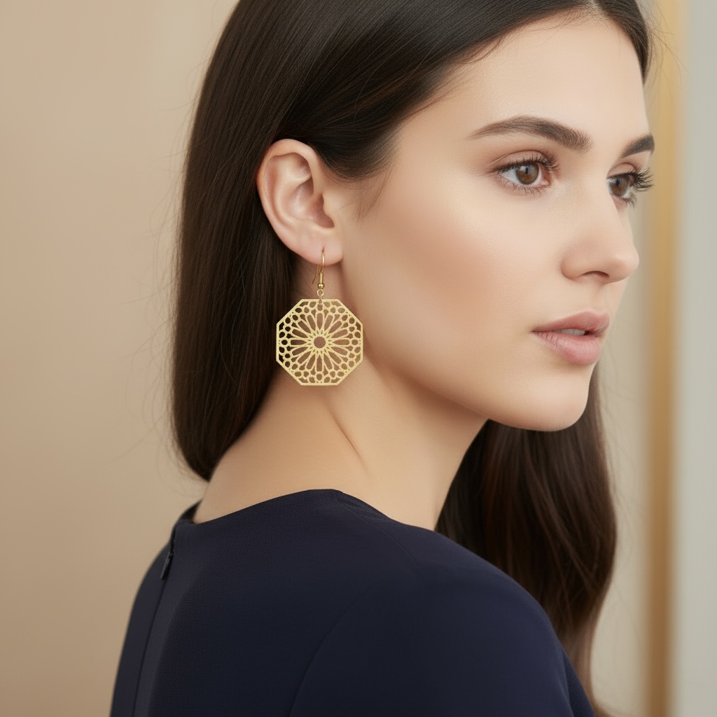 Geometric Gold Drop Earrings
