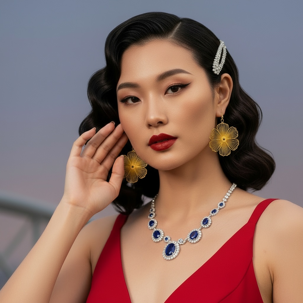 Gold Floral Dangle Earrings