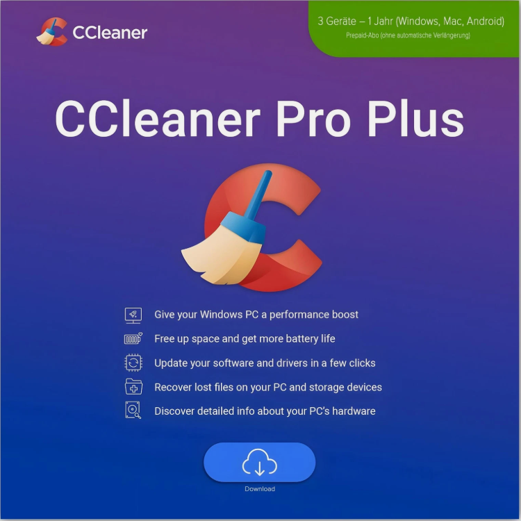 CCleaner Professional Plus| 3 Geräte | 1 Jahr |