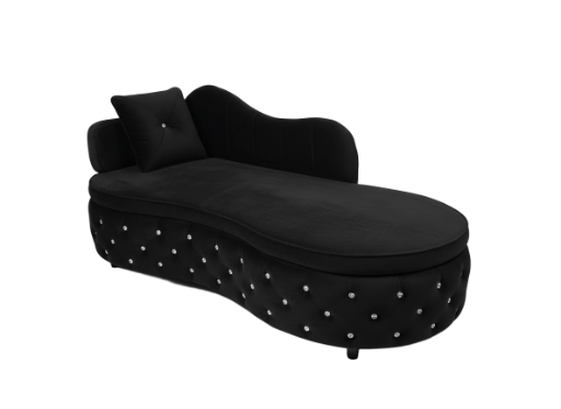Luxurious Black Button-Tufted Sofa