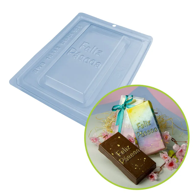 Forma de Barra em Acetato com Silicone – Modelo “Feliz Páscoa” BWB