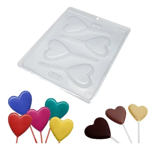 Forma de Acetato Pirulito Coração – 4 Cavidades