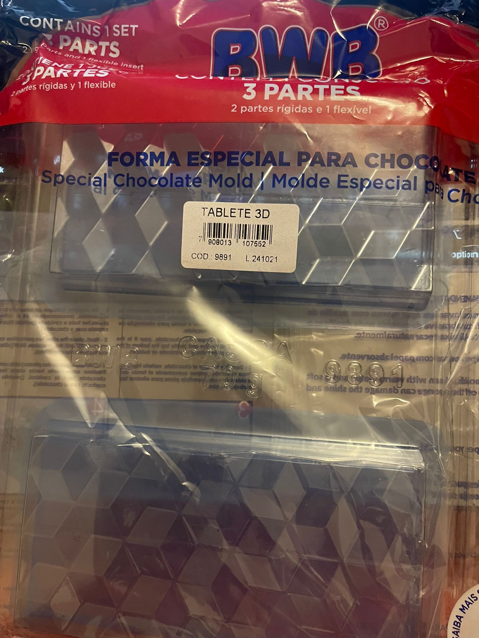 Forma de Acetato Barra de Chocolate  Ilusão 3D 