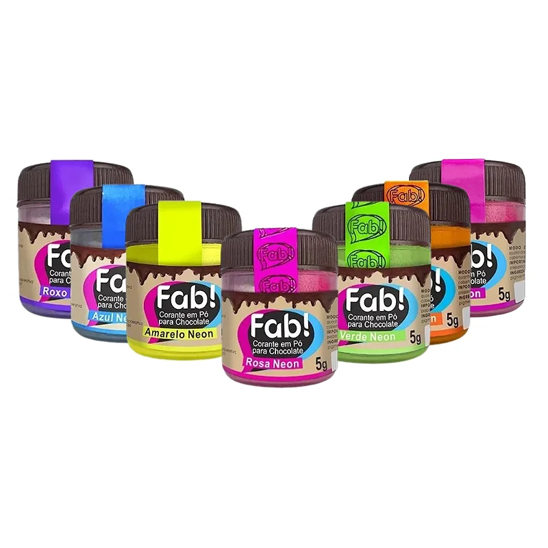 Corante em Pó Neon Para Chocolate 5g – Cores Intensas e Alta Pigmentação FAB