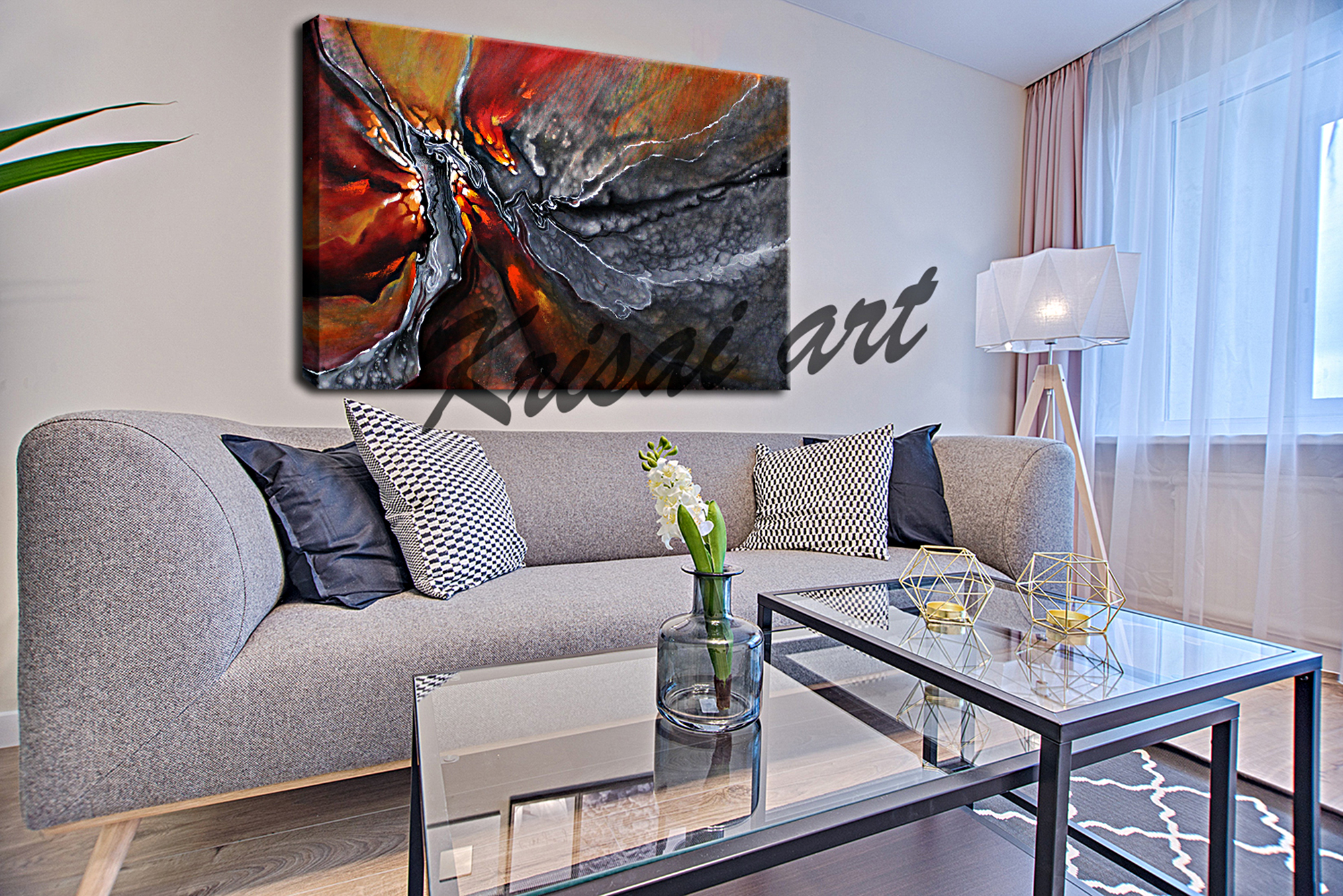 Smoky Fire Abstract Canvas Art Painting