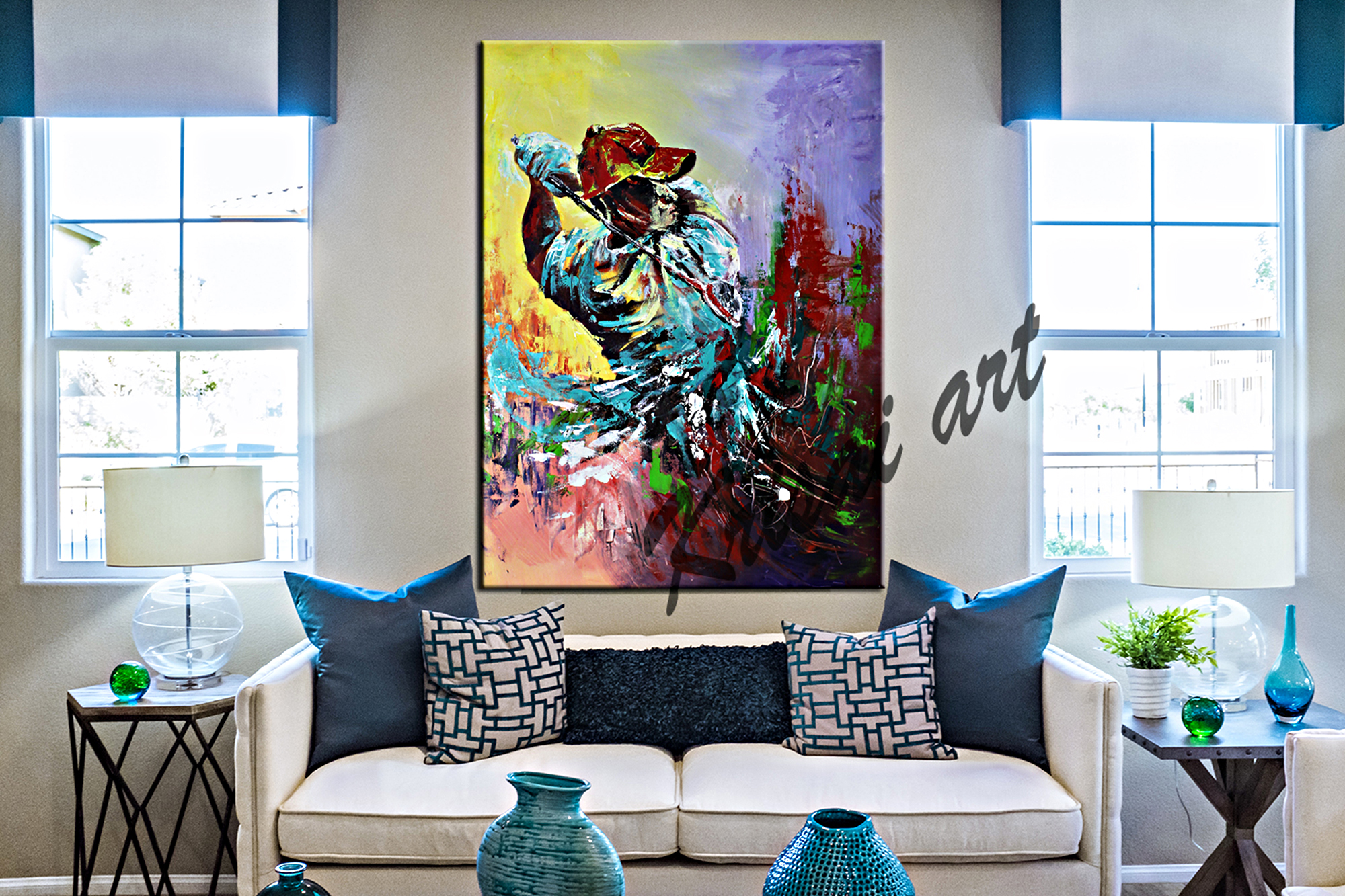The Golfer Abstract Canvas Painting