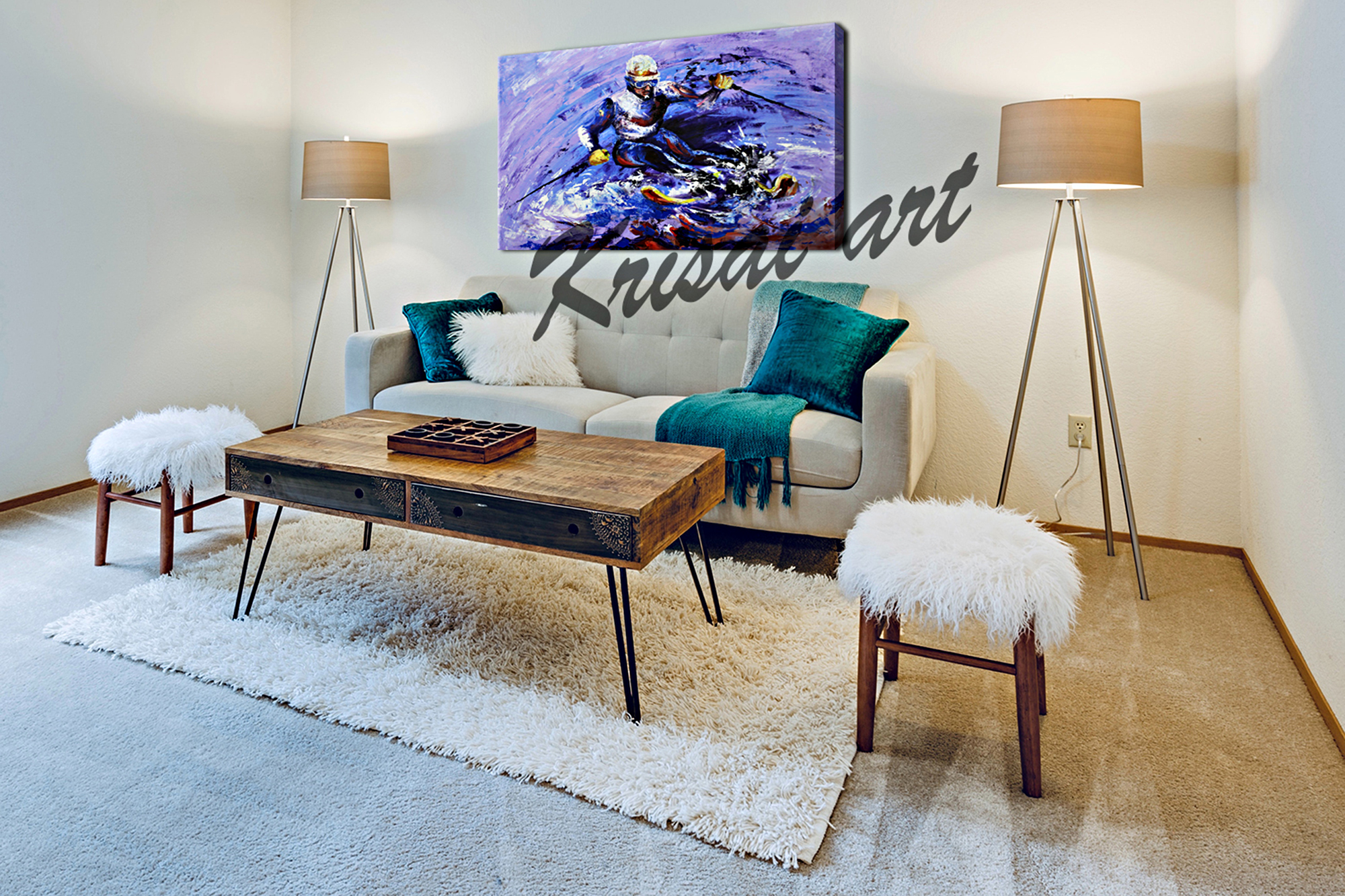 The Skiing Love Canvas Painting