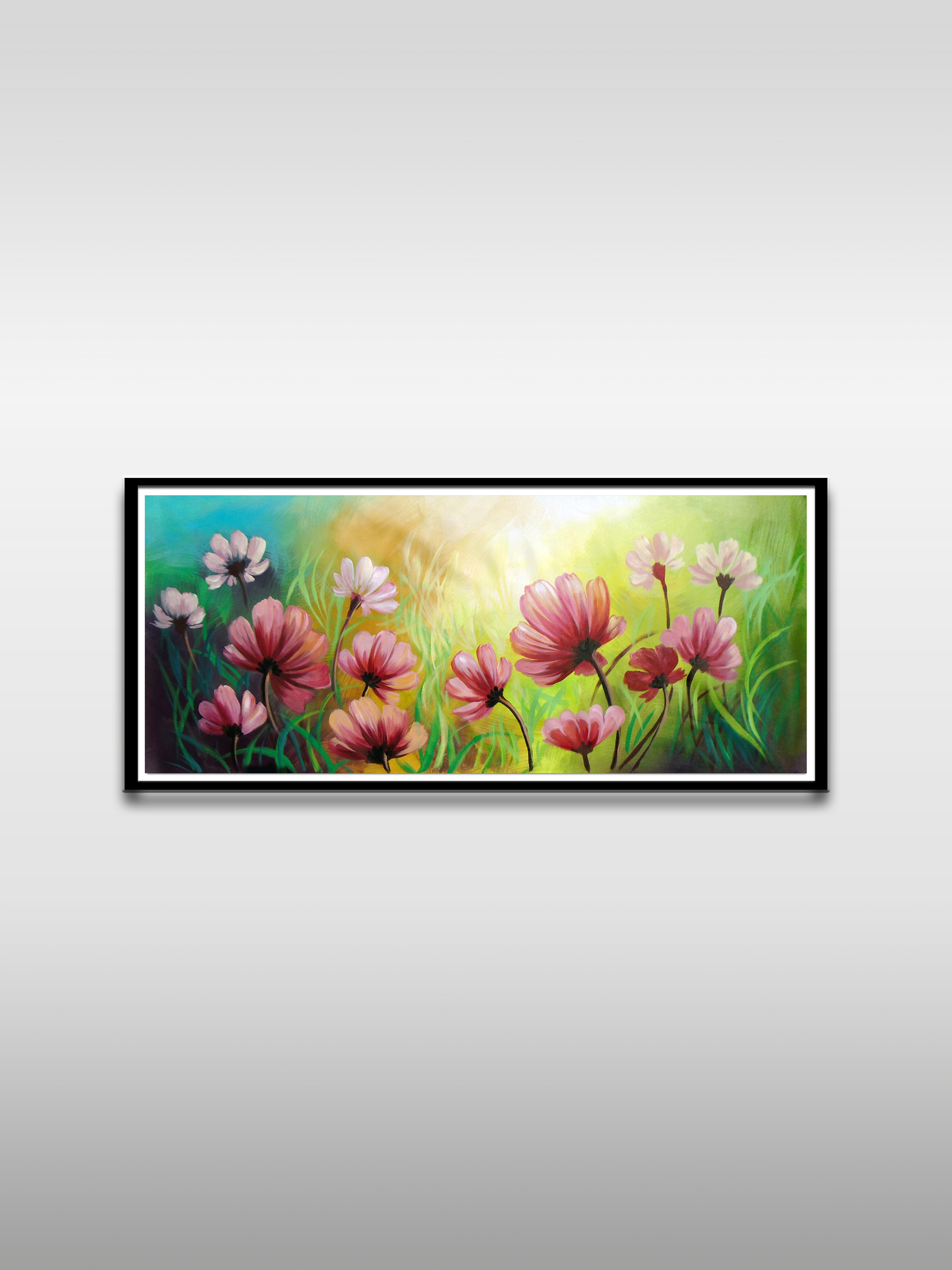 Pink Flowers Floral Art Painting