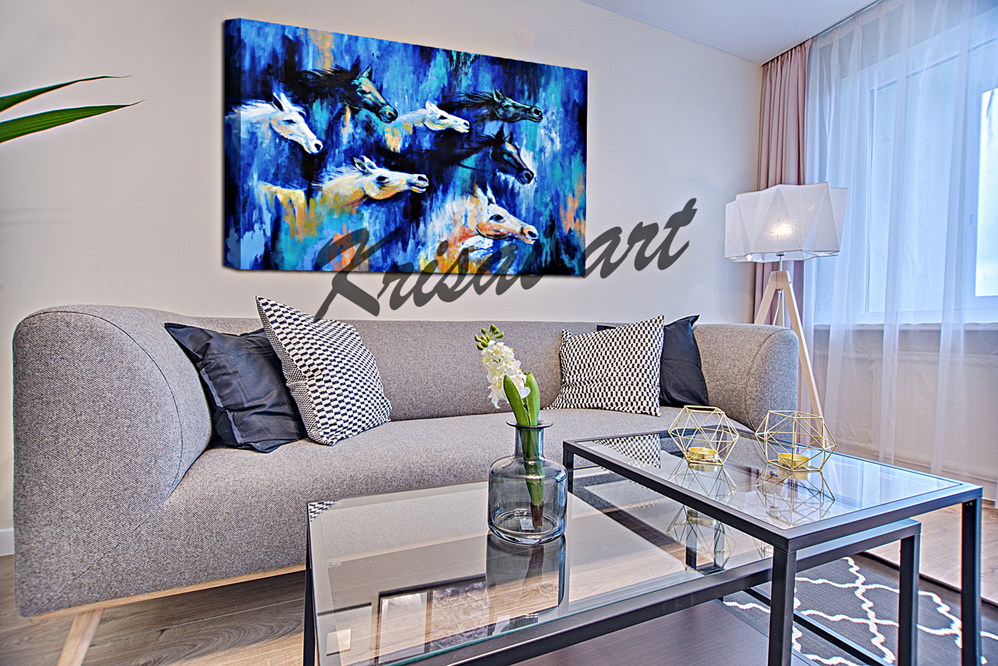 7 Running horses acrylic painting on canvas