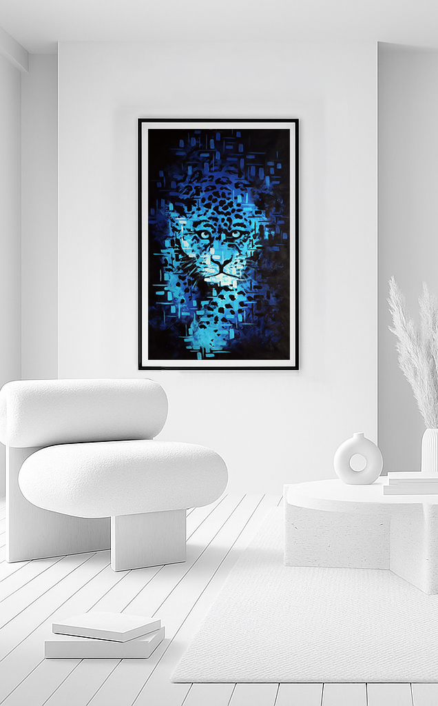 Blue Leopard Abstract Art