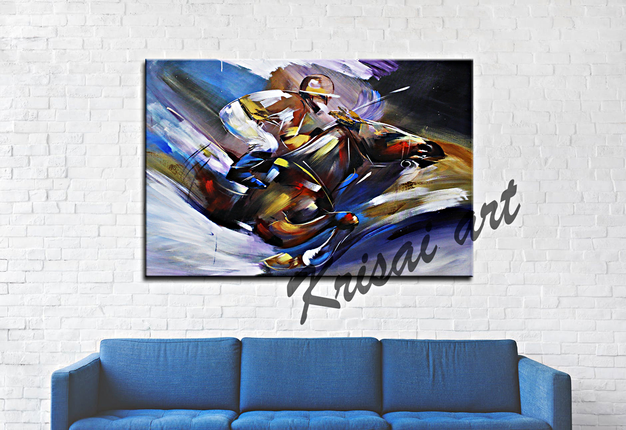 Horse Racing Abstract Art on Canvas