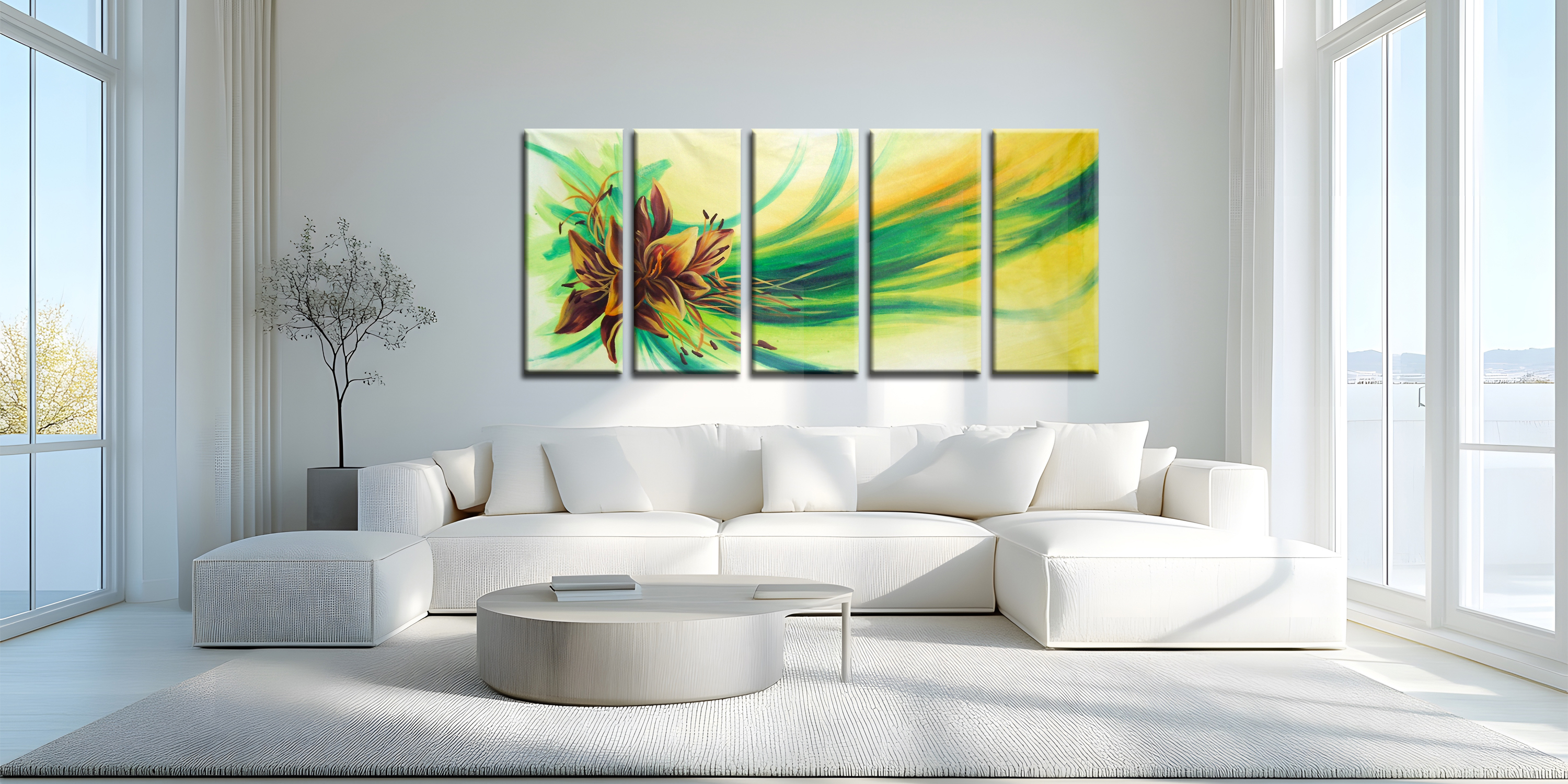 5 Panel A Bouquet Canvas Painting