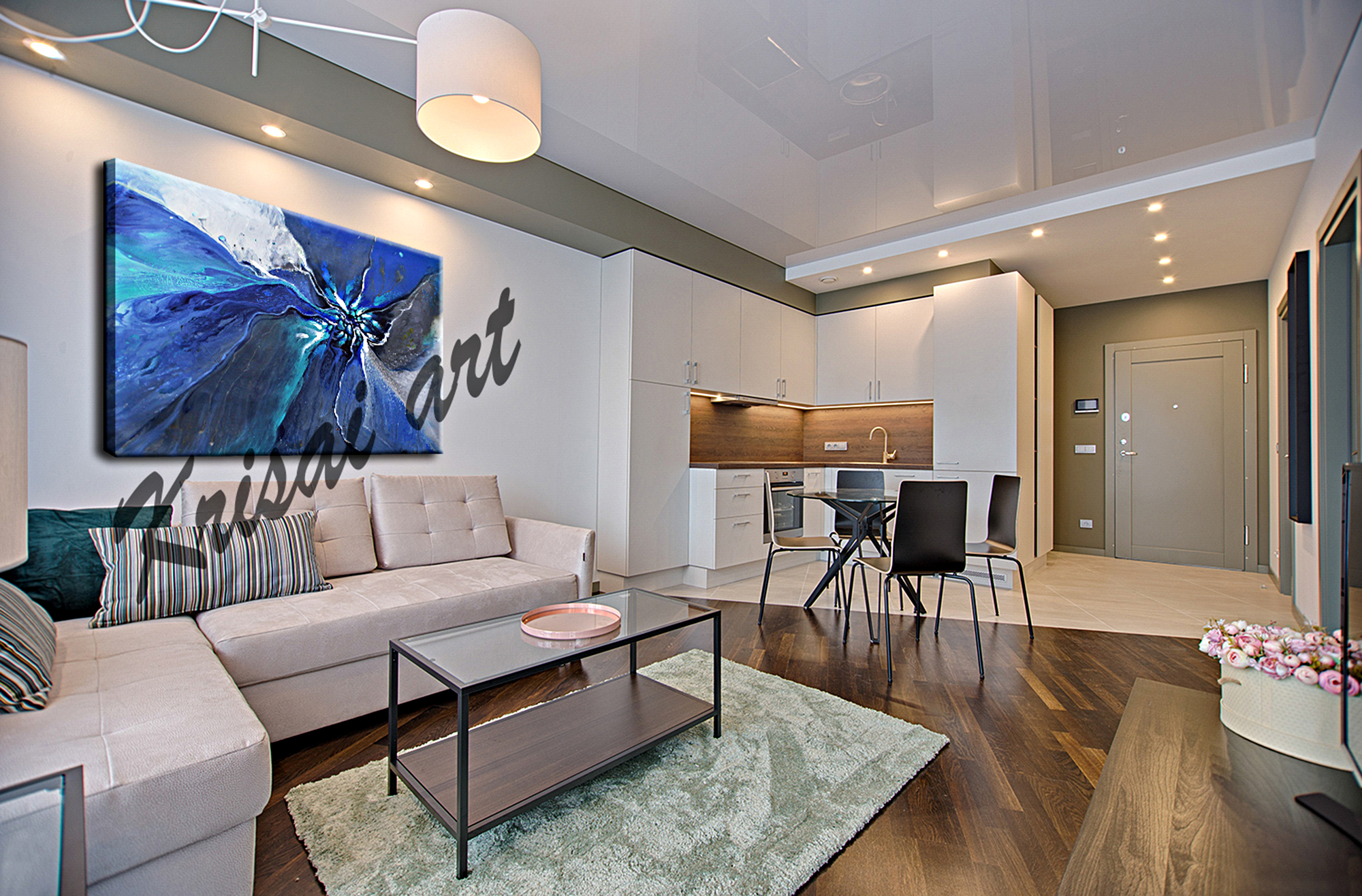 Blue Butterfly Effect Abstract Wall Painting