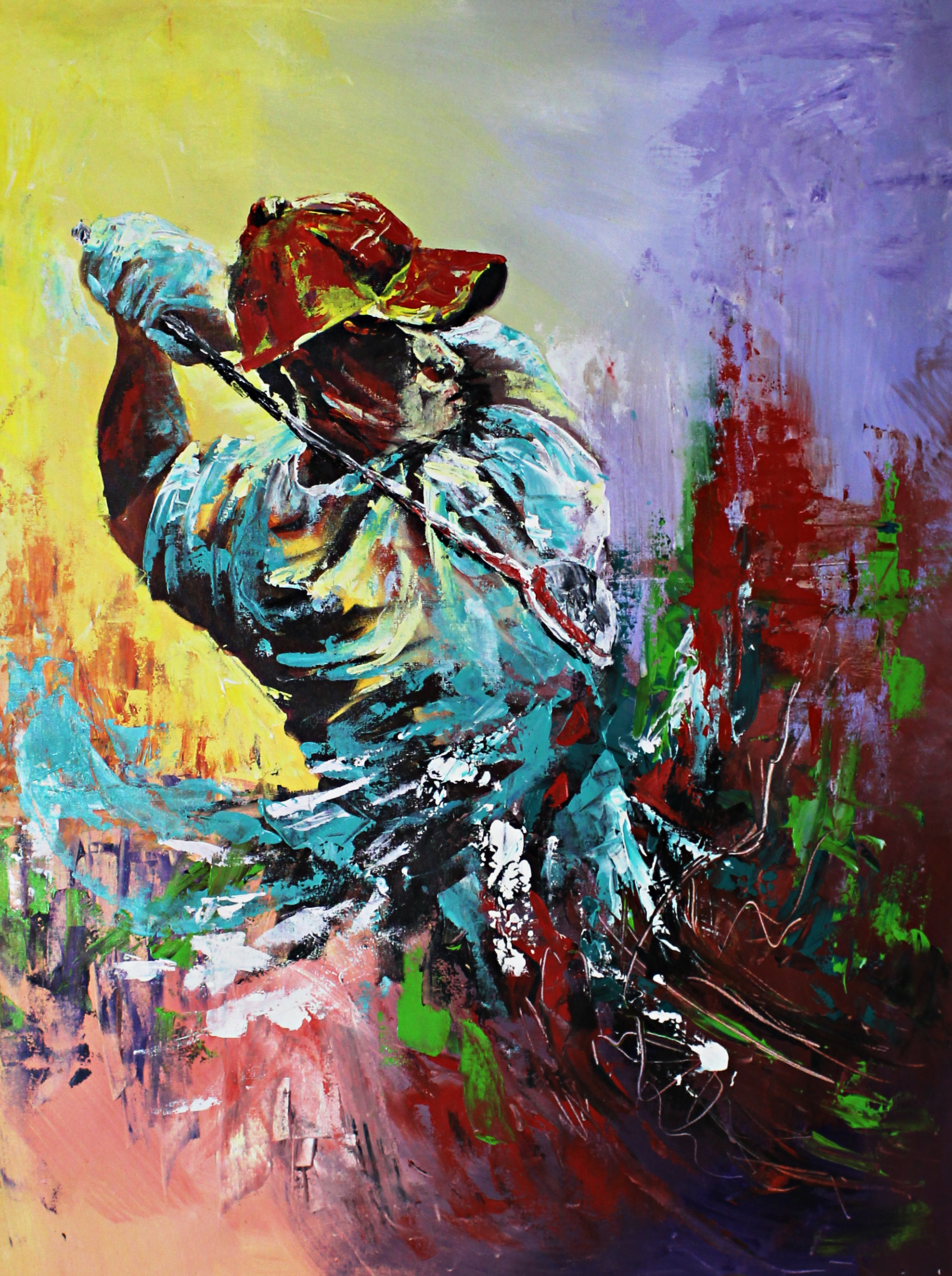 The Golfer Abstract Canvas Painting