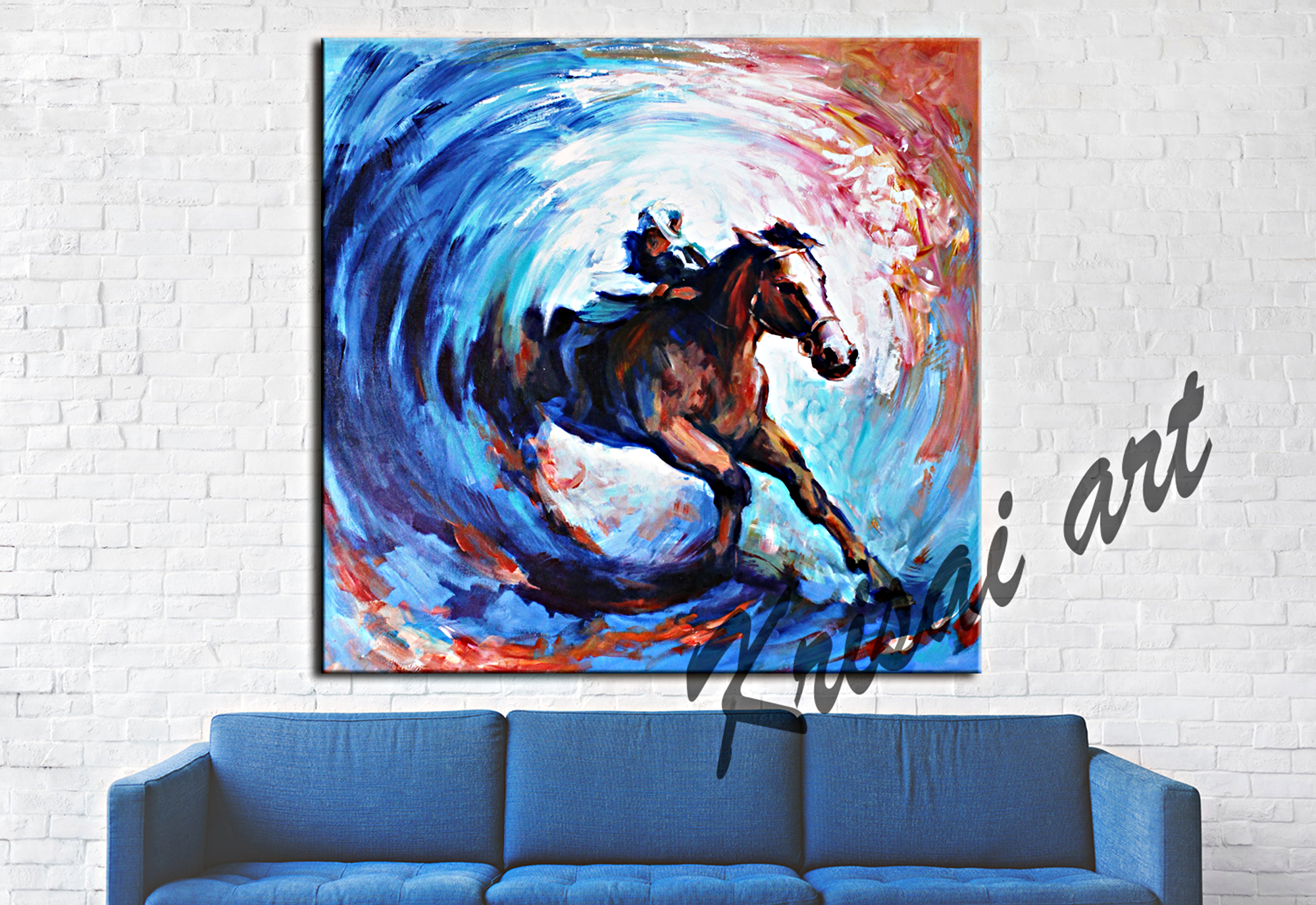 Riding Galloping Horse Canvas Art