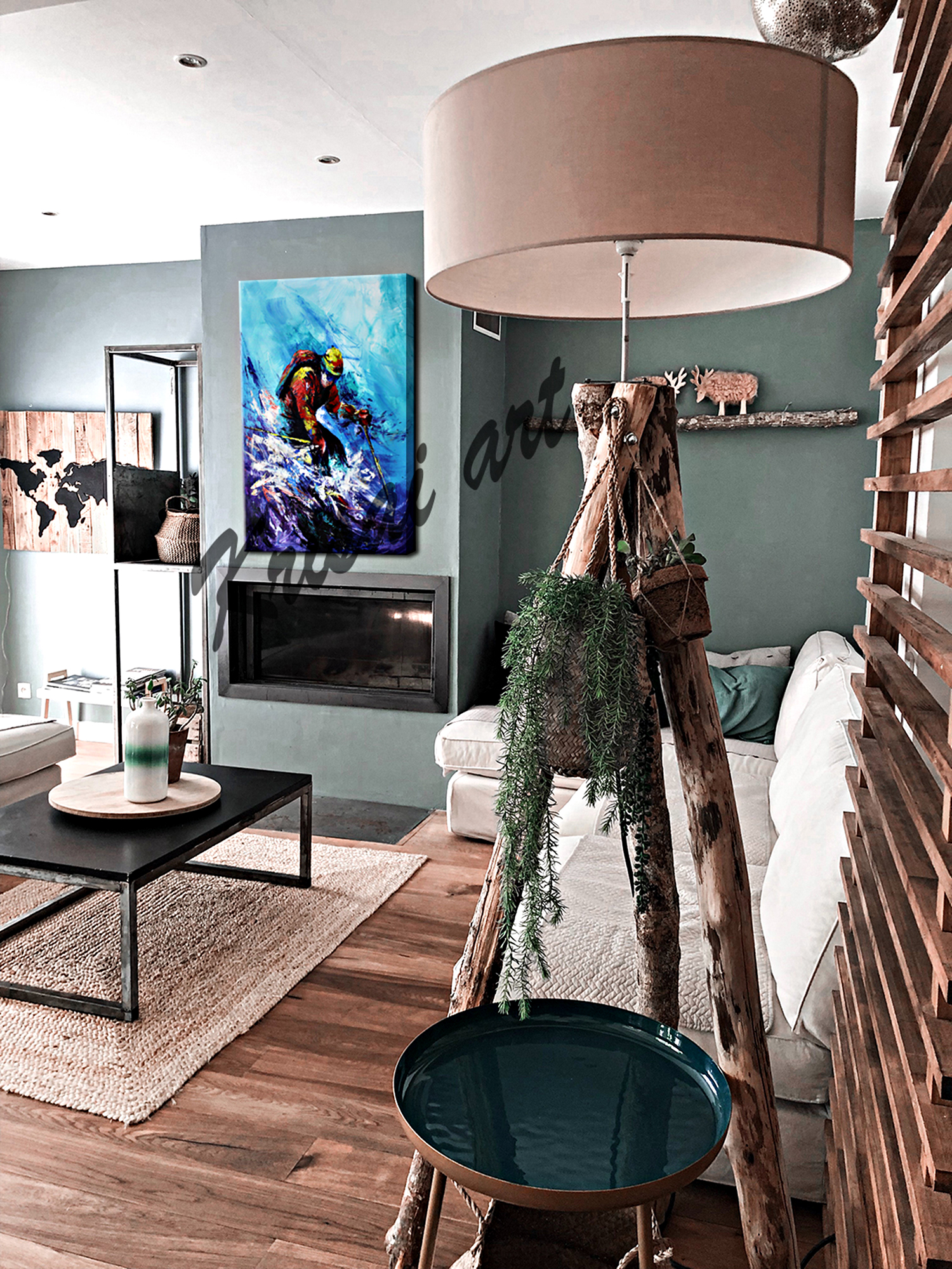 Skiing Sports Acrylic Canvas Painting