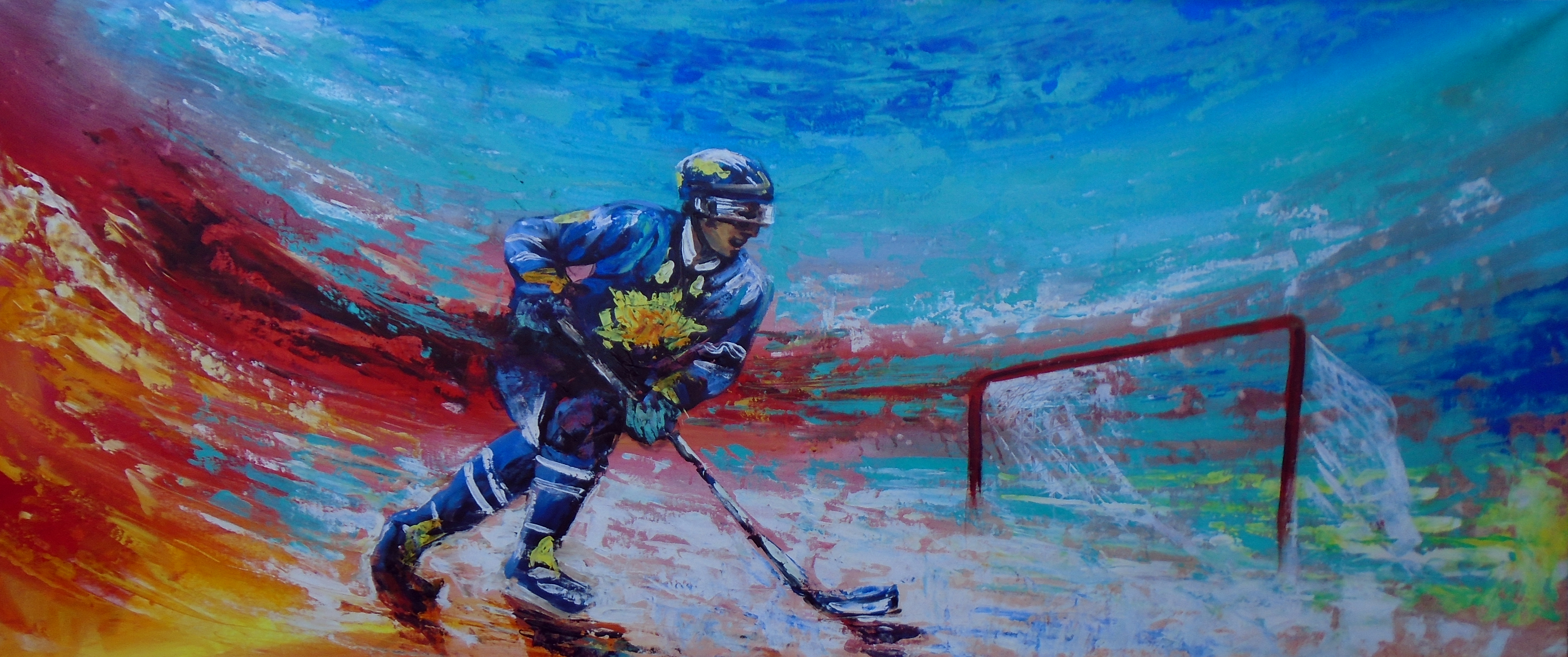 Ice Hockey Player Abstract Painting
