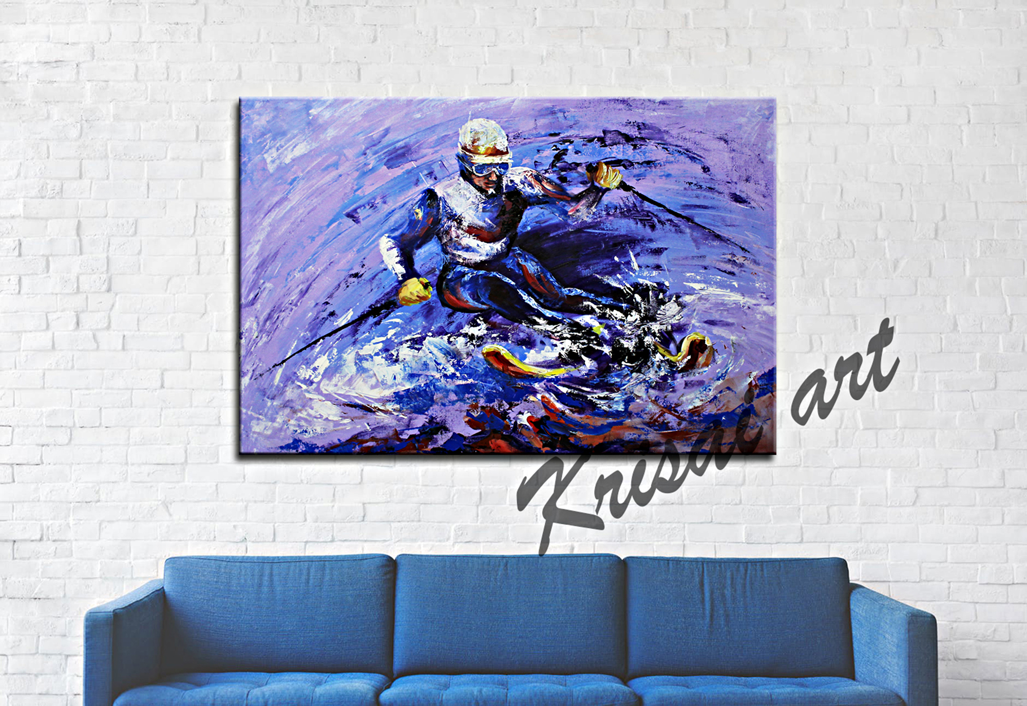 The Skiing Love Canvas Painting