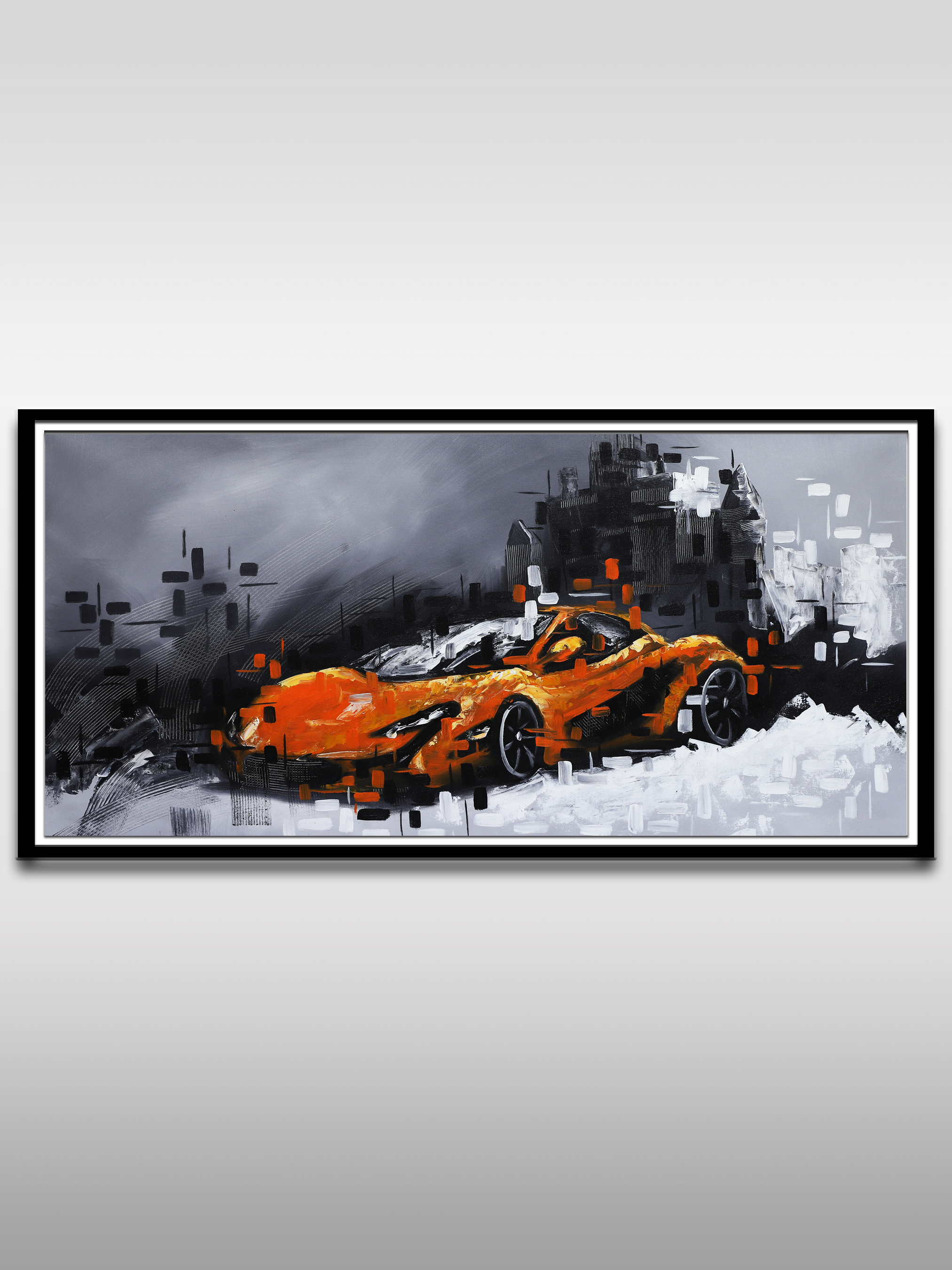 Modern Orange Sports Car Canvas Painting