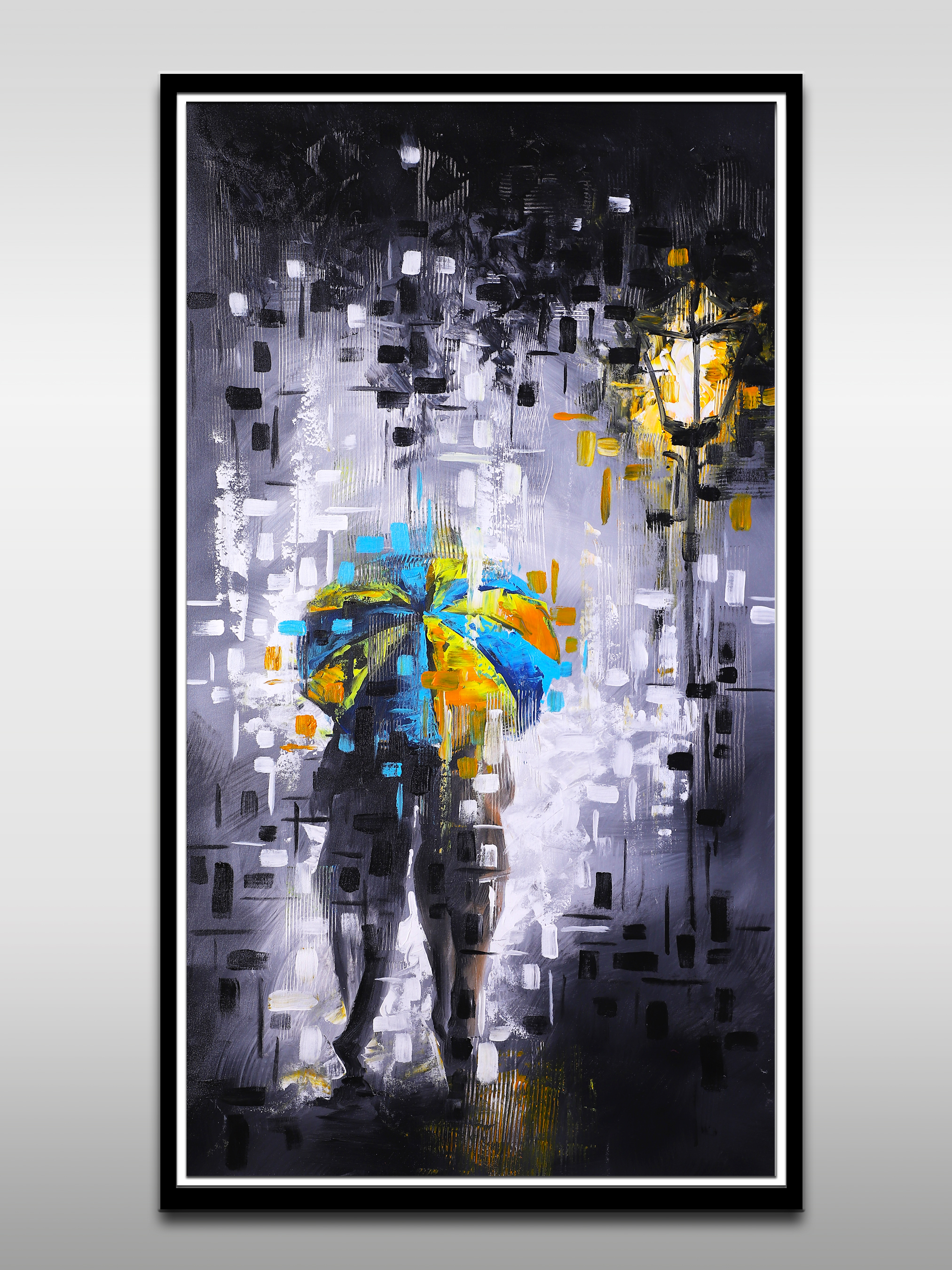 Abstract Couple Under Umbrella Wall Art