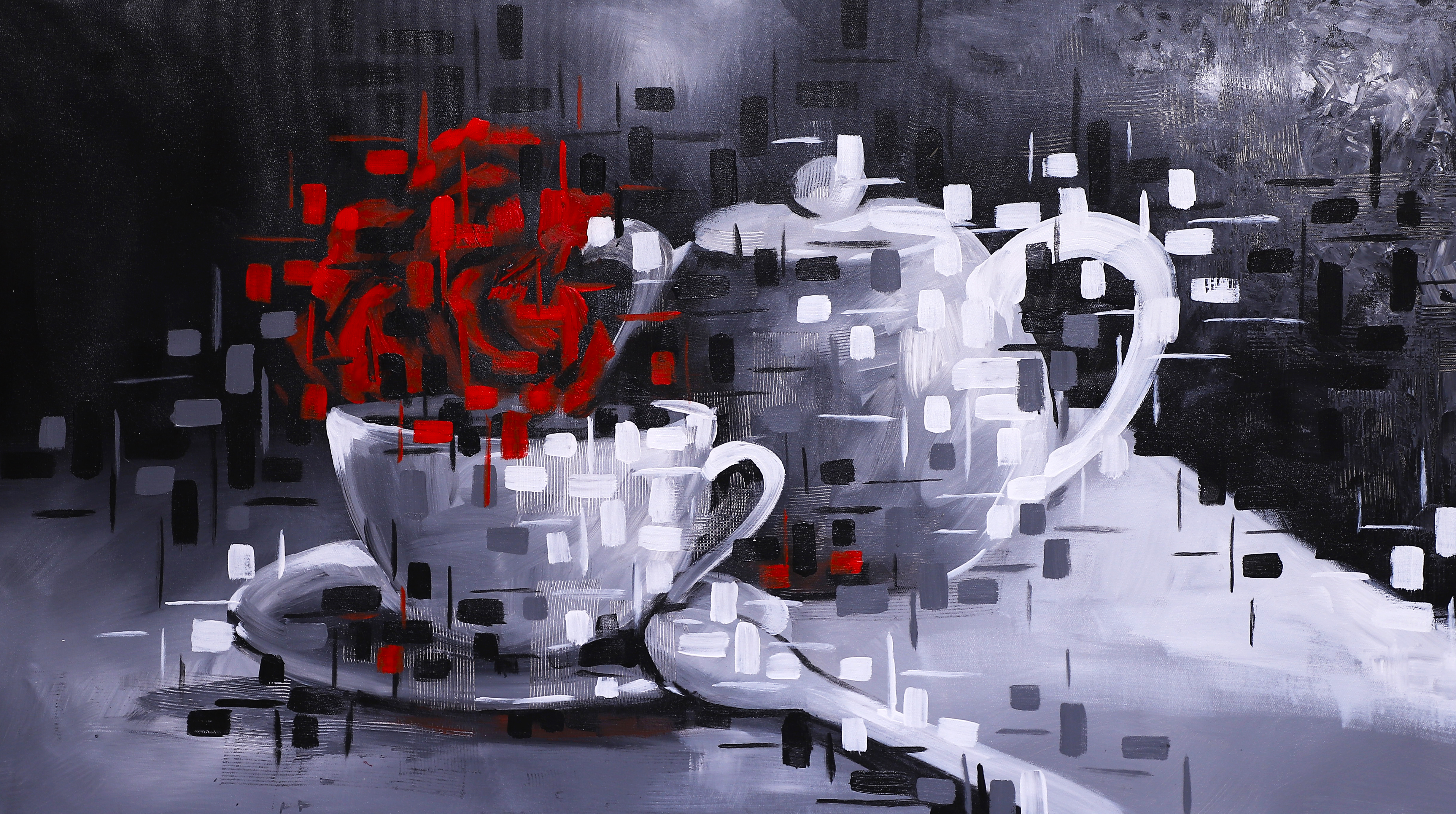 Modern Abstract Coffee Set Canvas Art