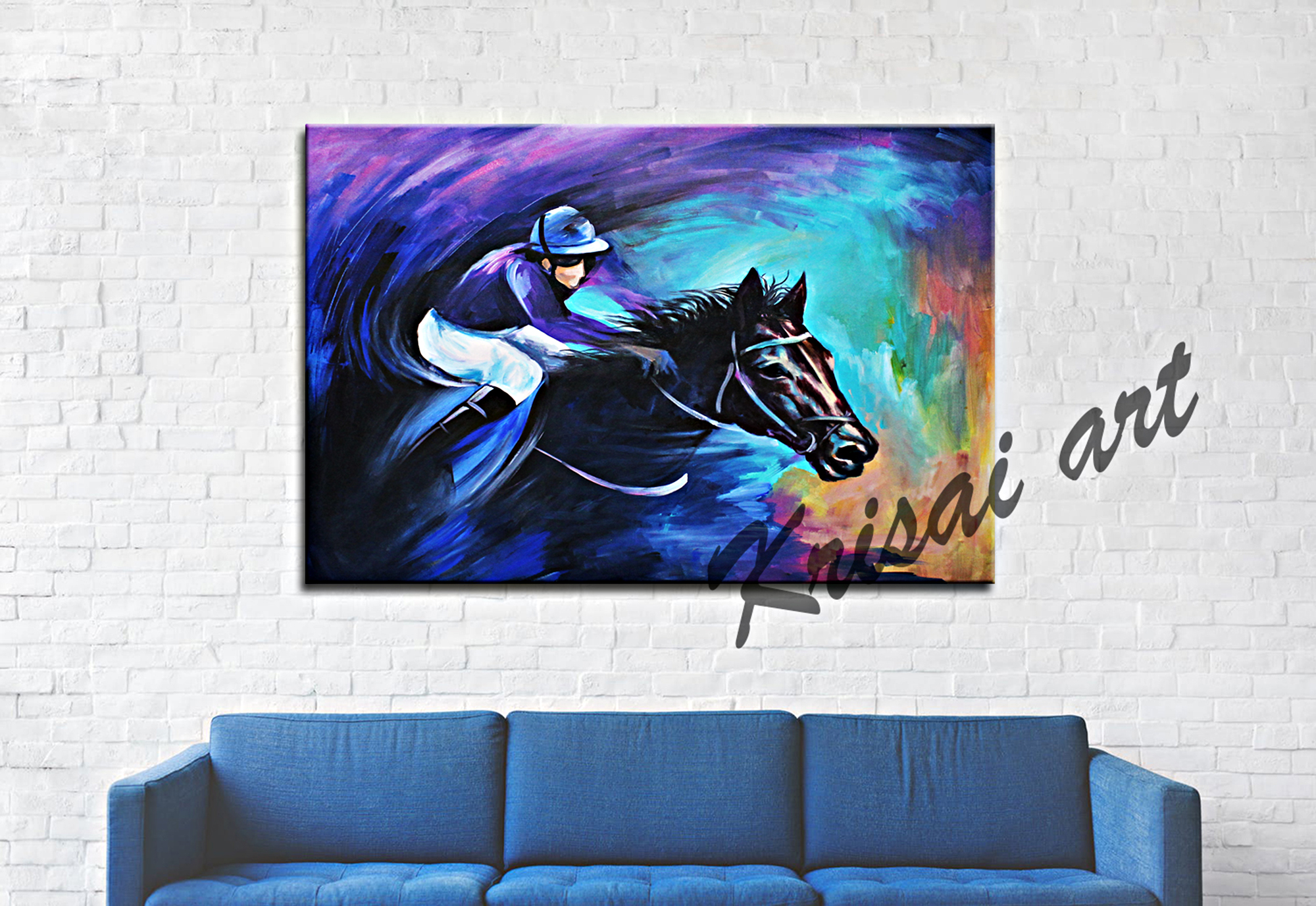 Horse Riding Sports Painting on Canvas