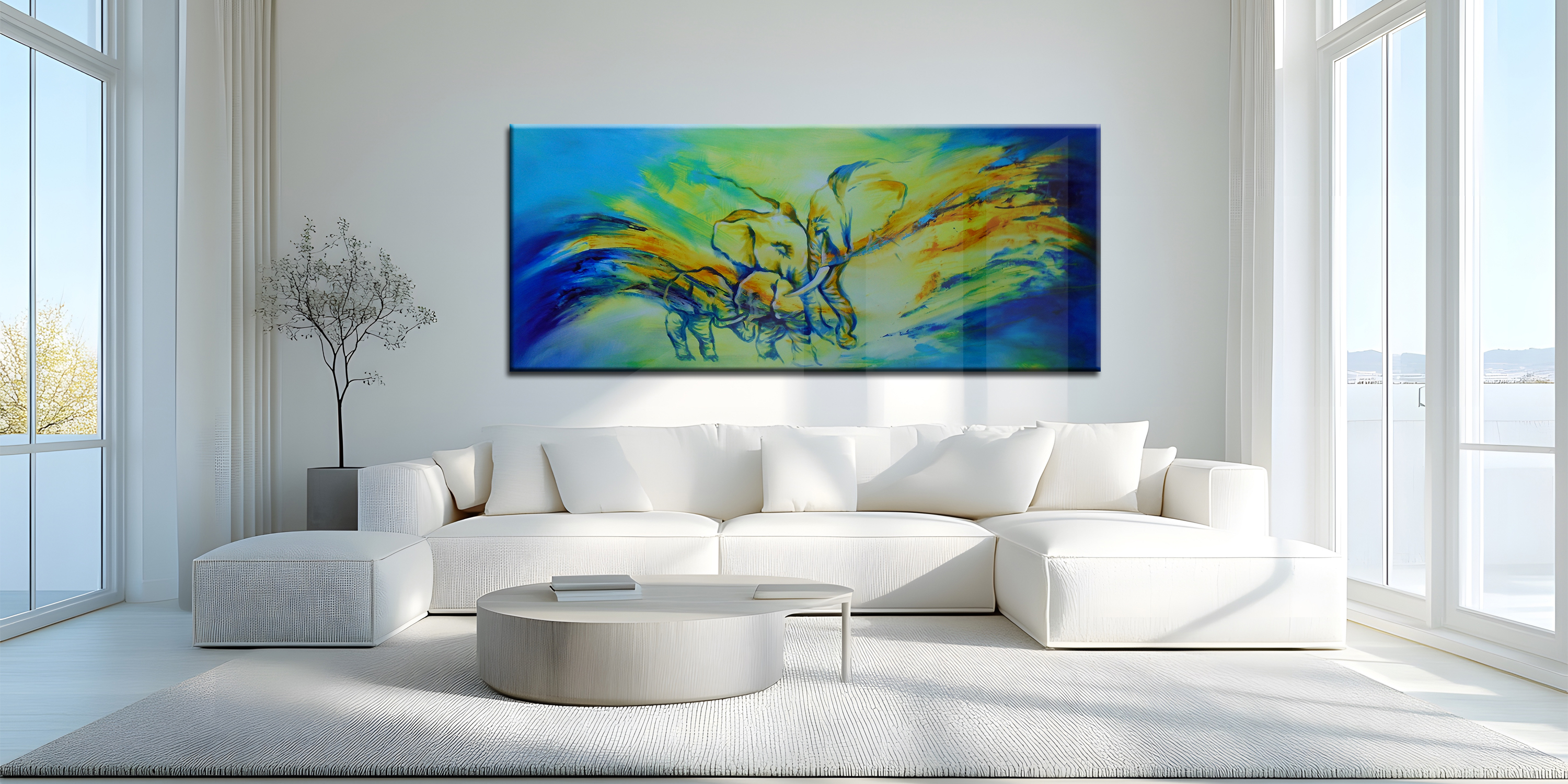 Abstract Elephant Family Painting