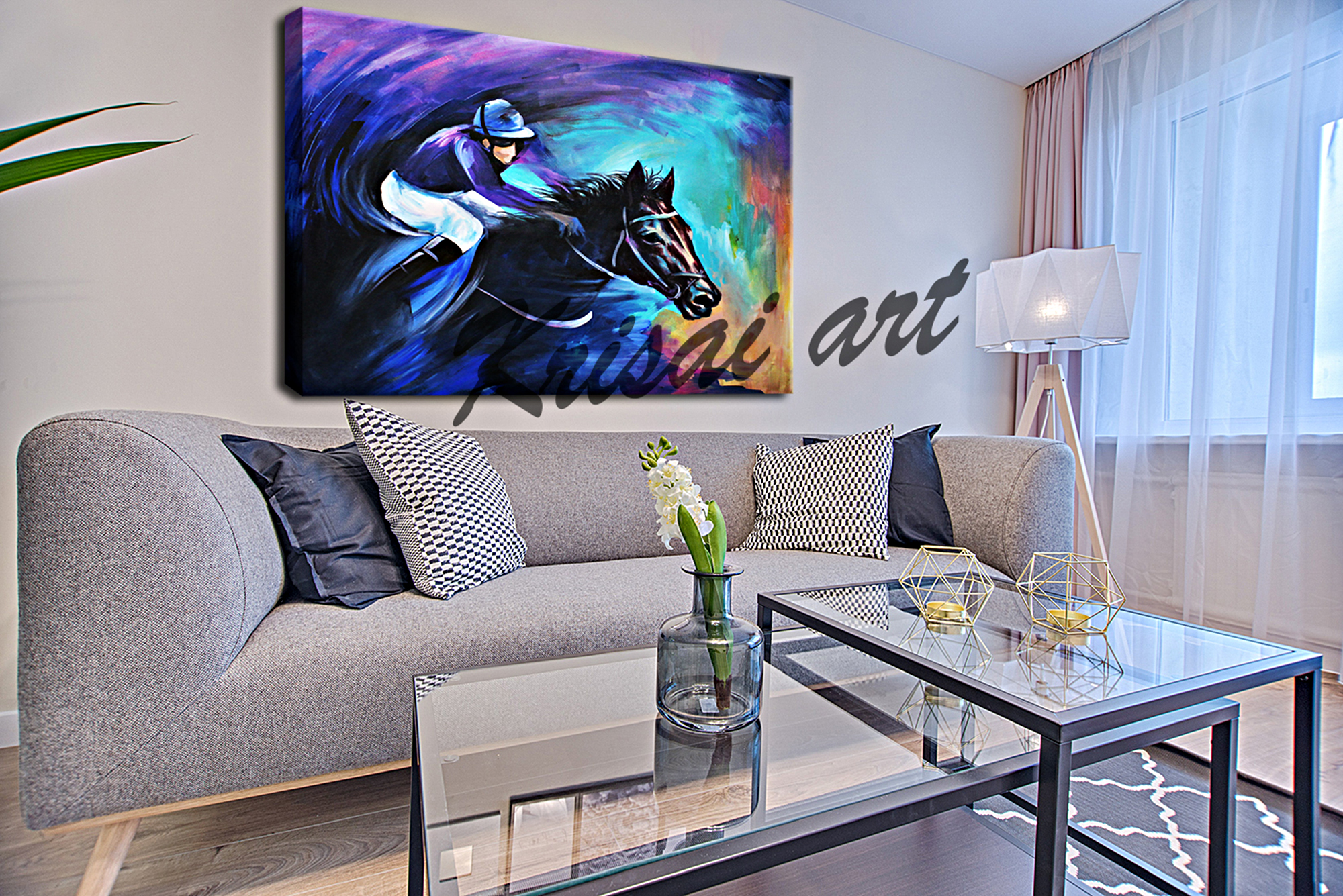 Horse Riding Sports Painting on Canvas