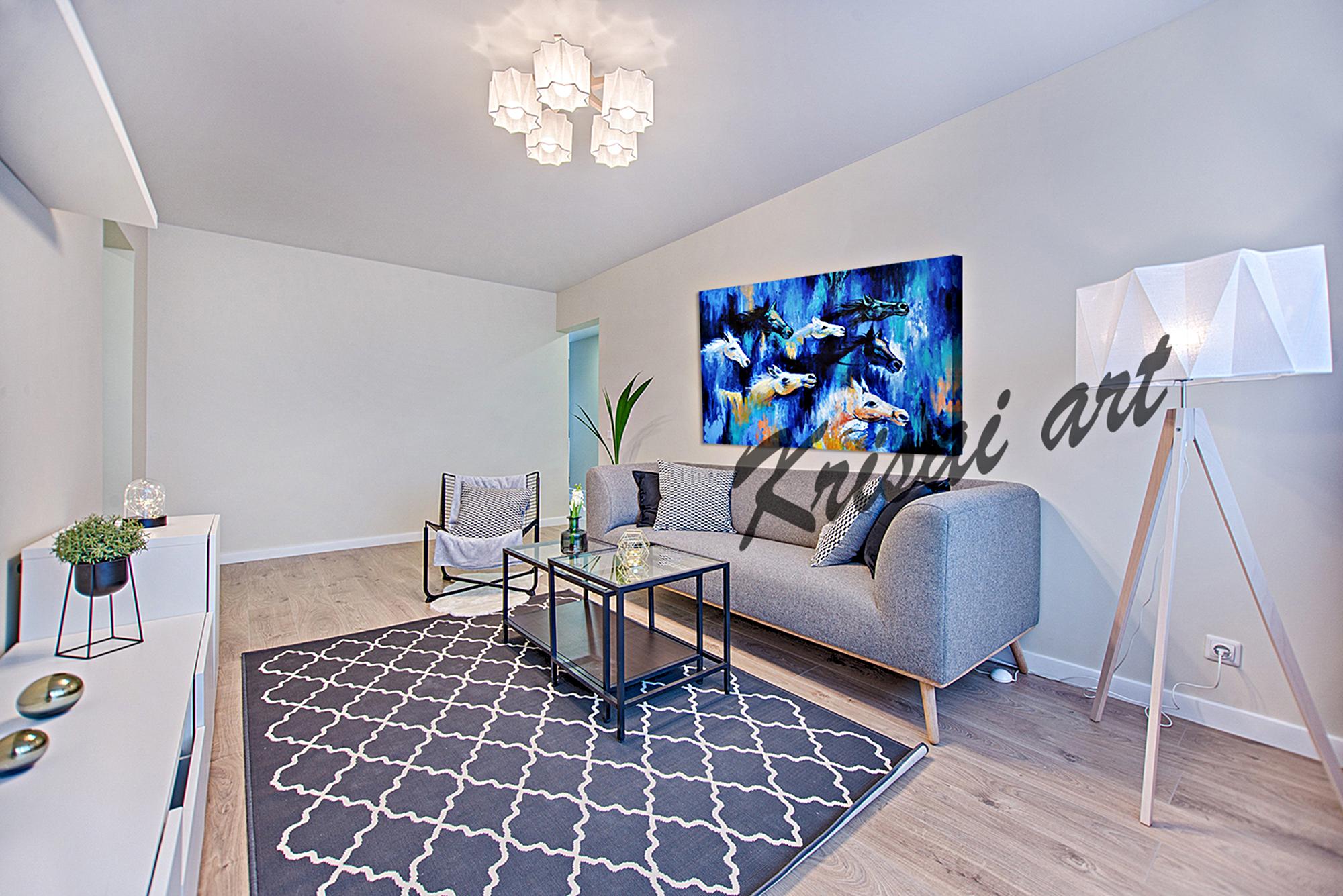 7 Running horses acrylic painting on canvas