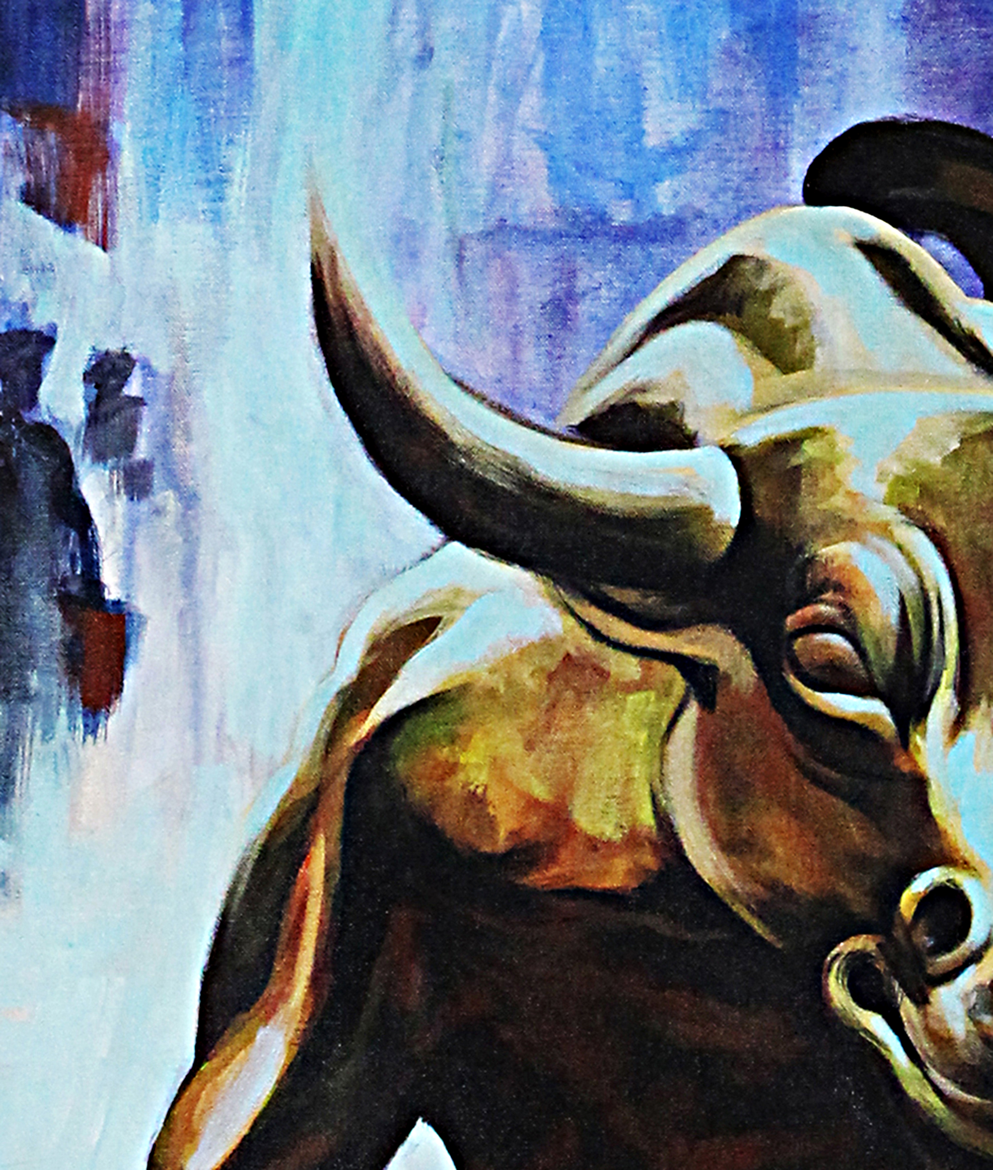 Modern Bull Run Canvas Painting