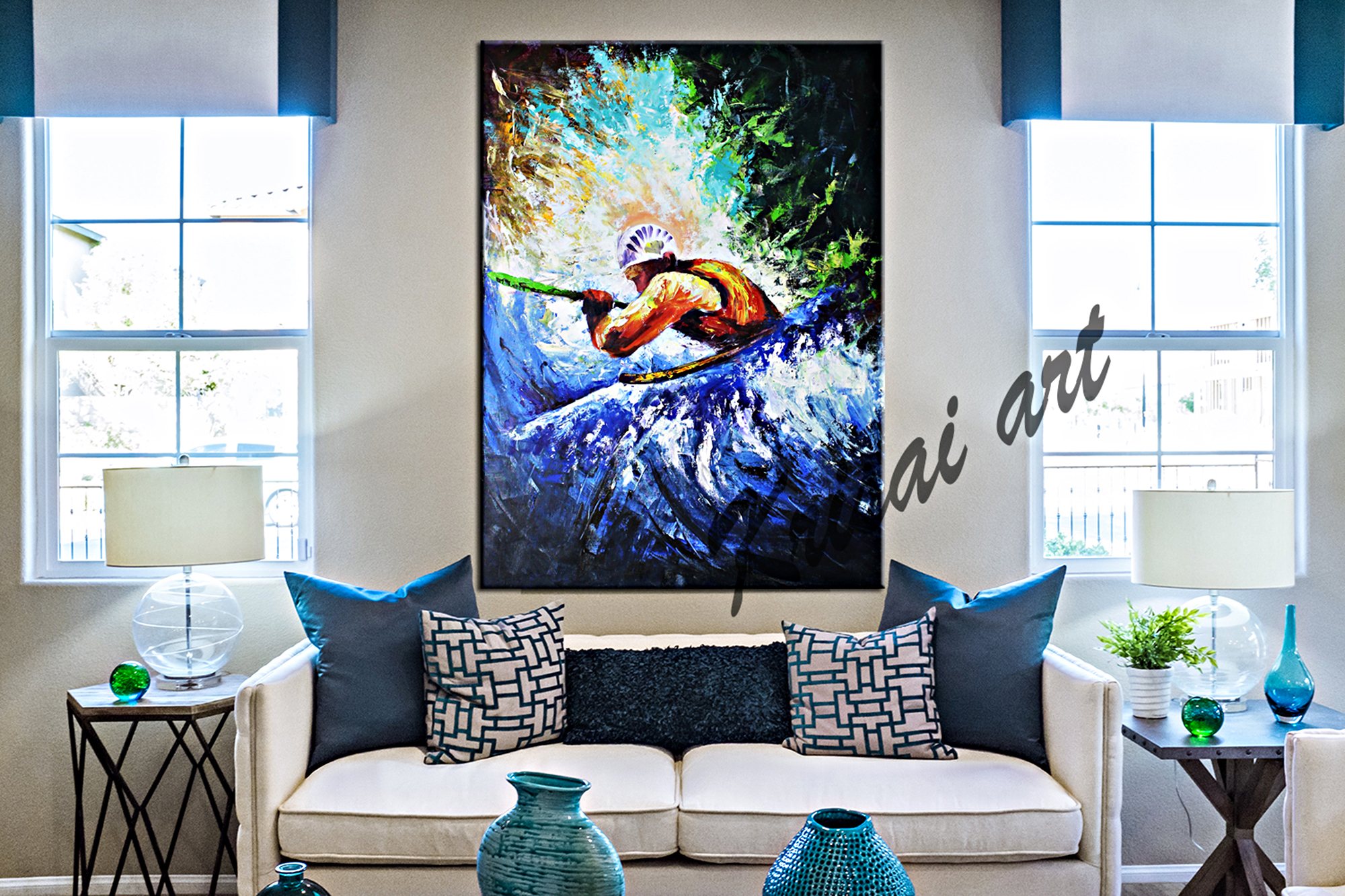 Kayaking Sports Canvas Wall Painting