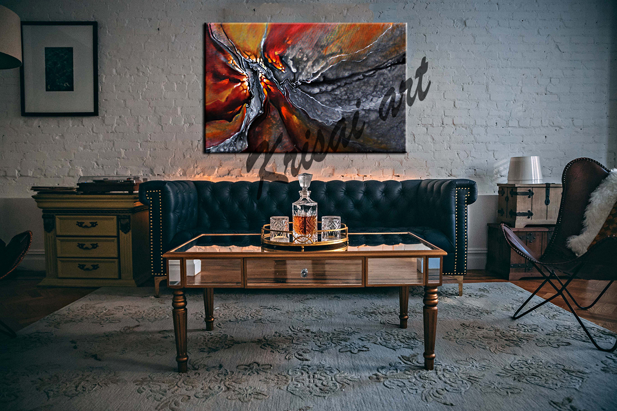 Smoky Fire Abstract Canvas Art Painting