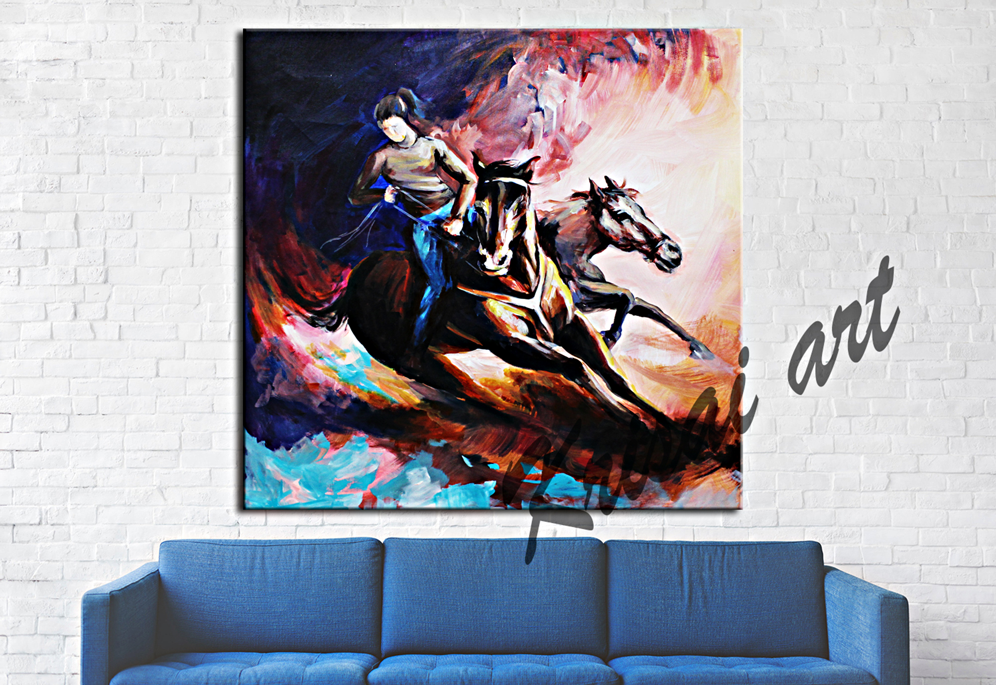 The Girl Power Horse Racing Canvas Painting