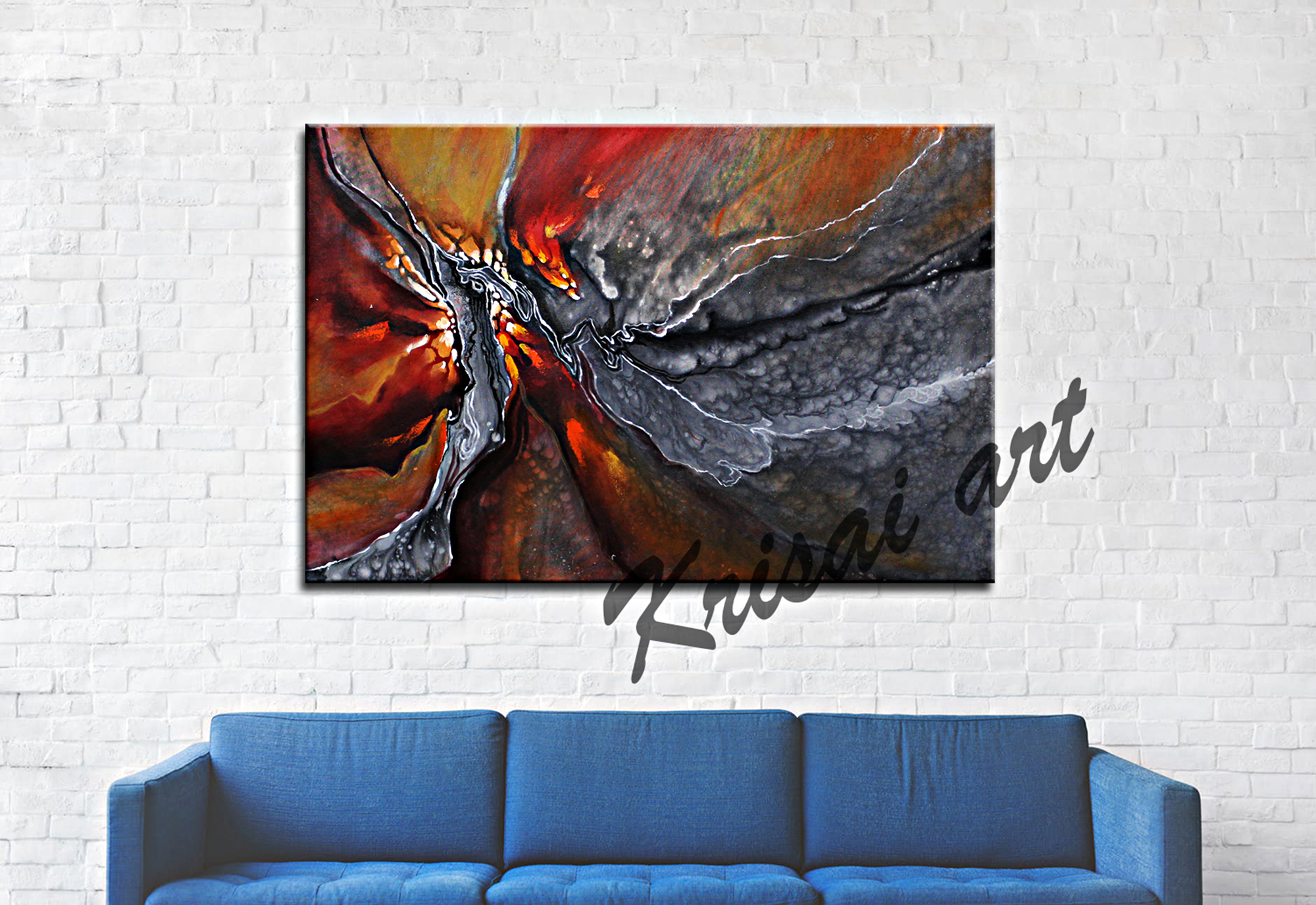 Smoky Fire Abstract Canvas Art Painting