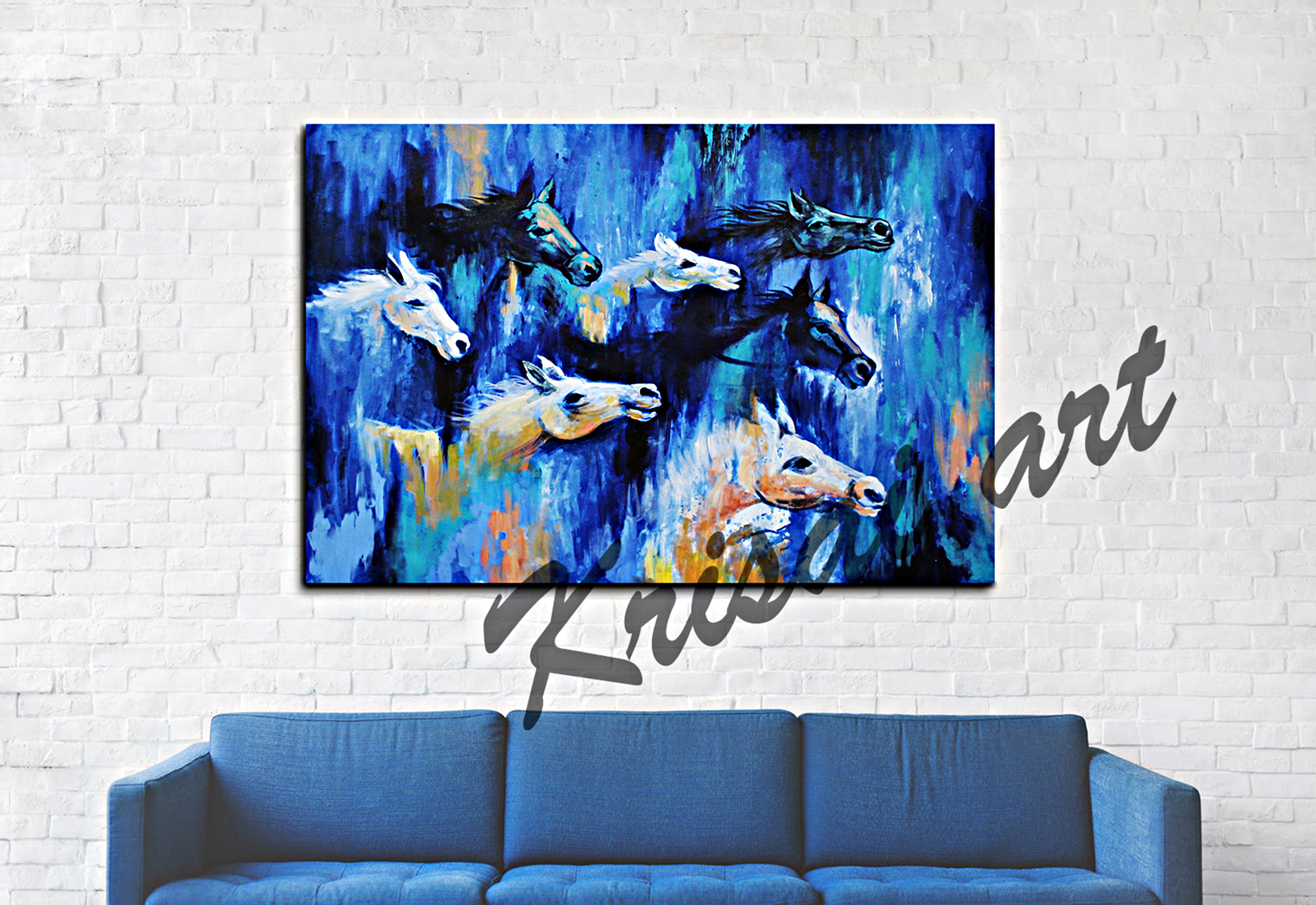 7 Running horses acrylic painting on canvas