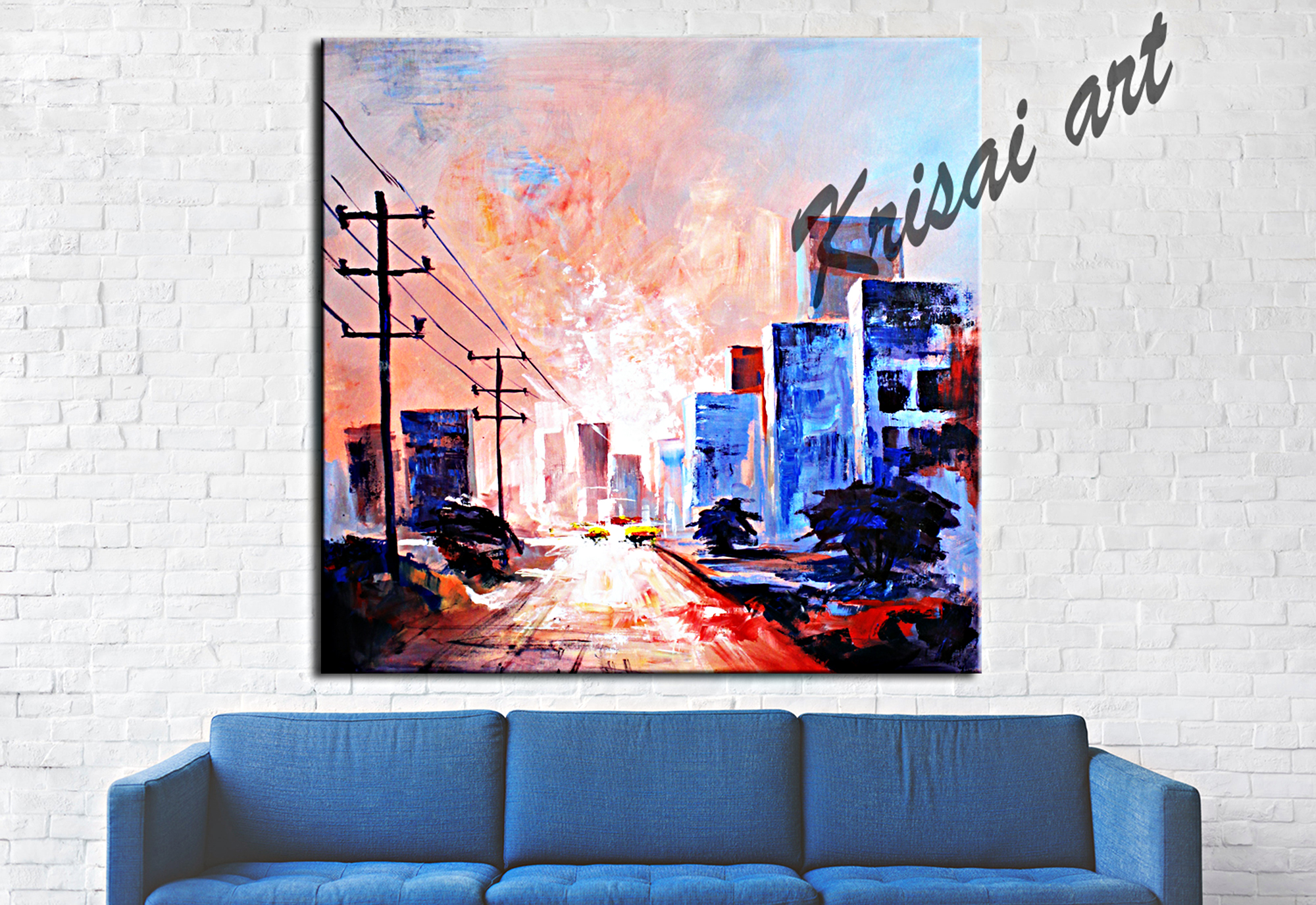 Across The Street Cityscape Painting