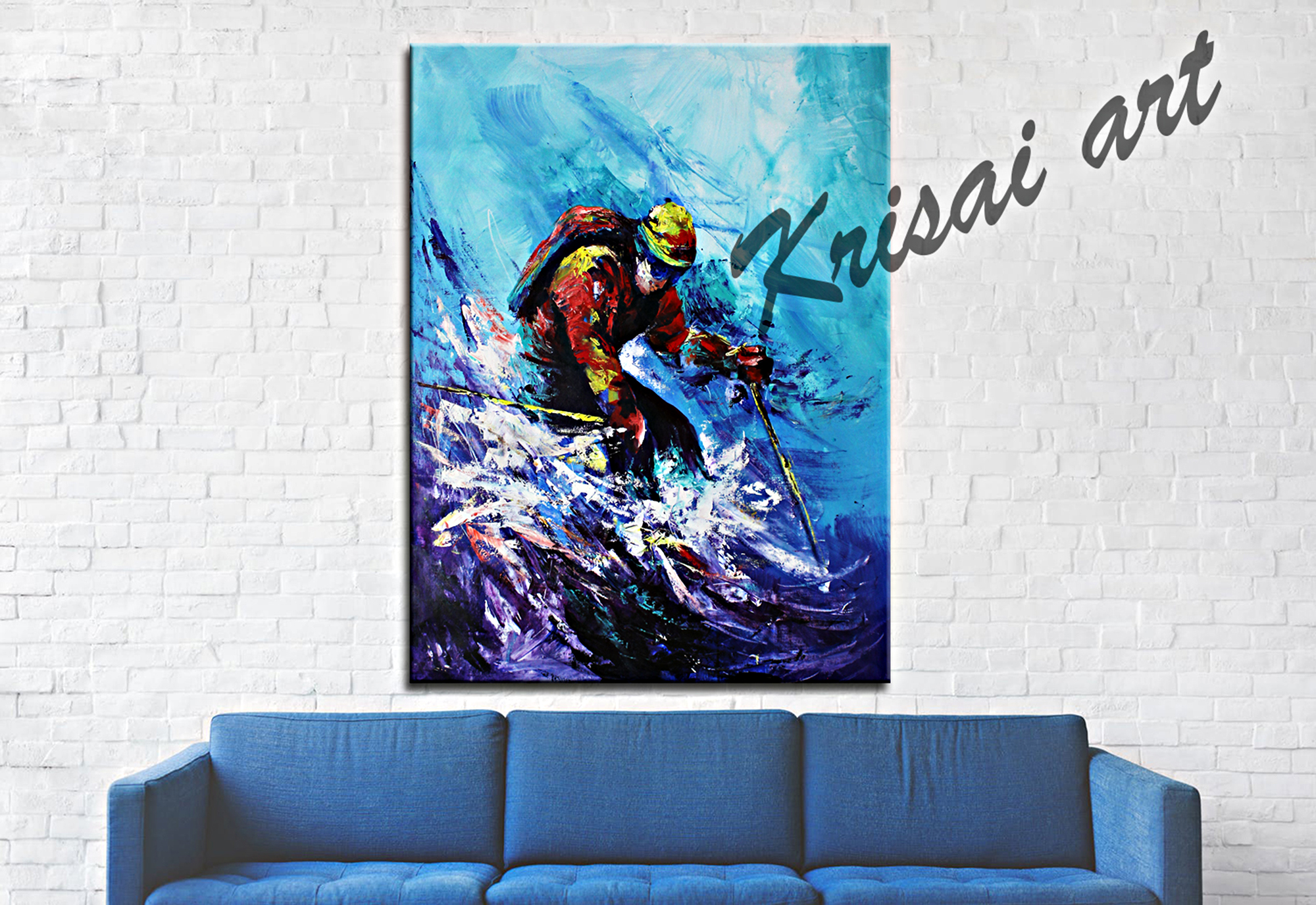 Skiing Sports Acrylic Canvas Painting