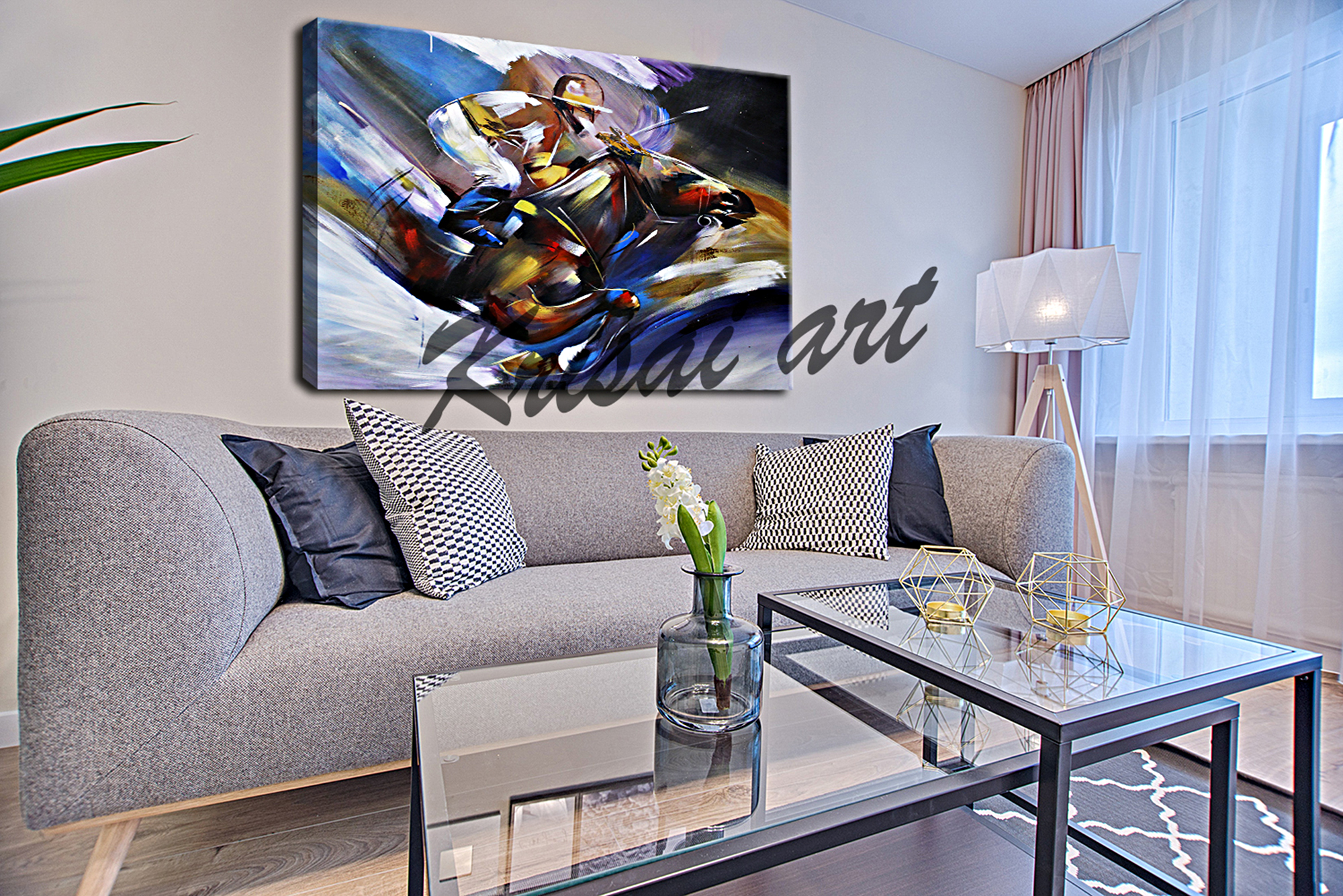 Horse Racing Abstract Art on Canvas