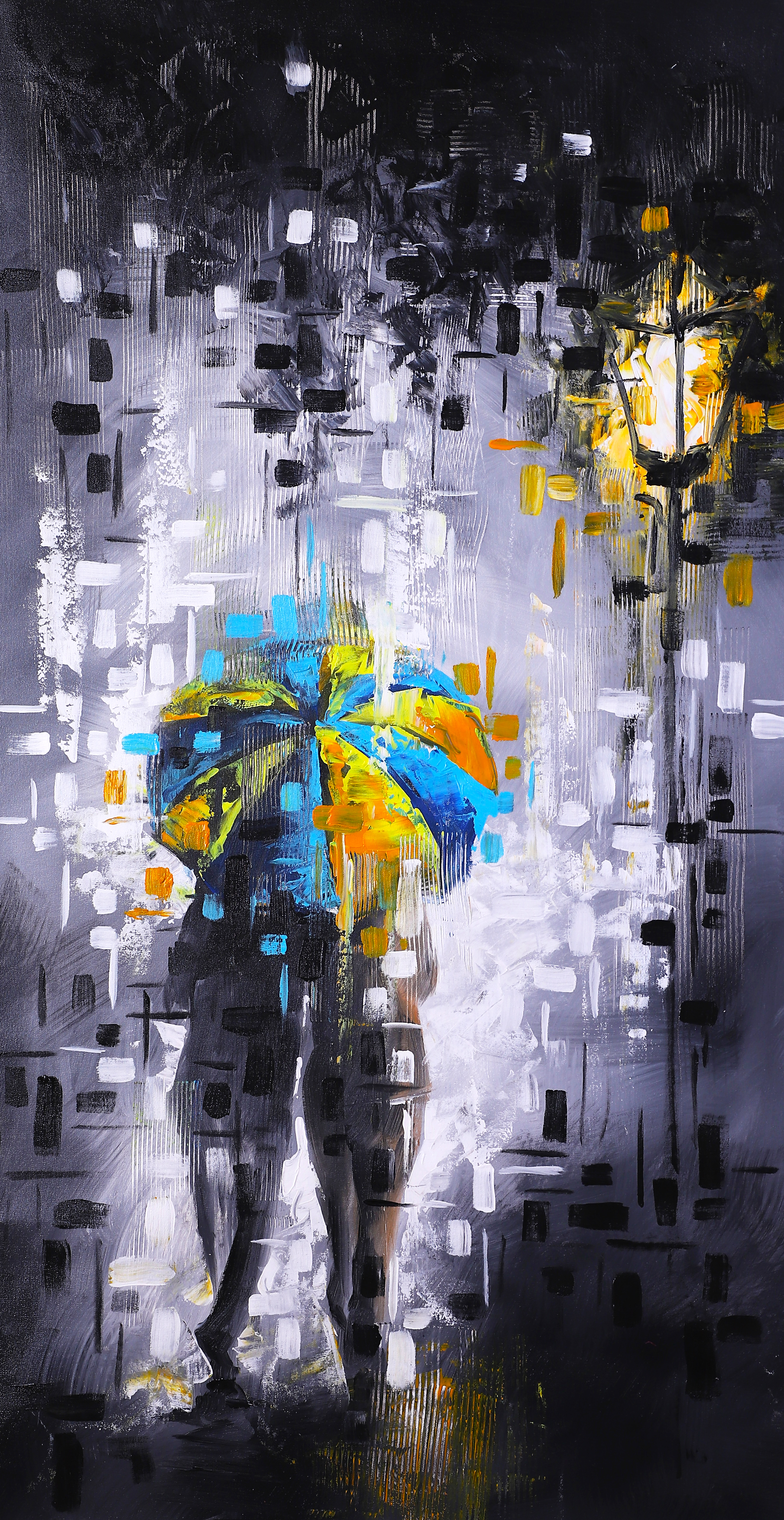 Abstract Couple Under Umbrella Wall Art