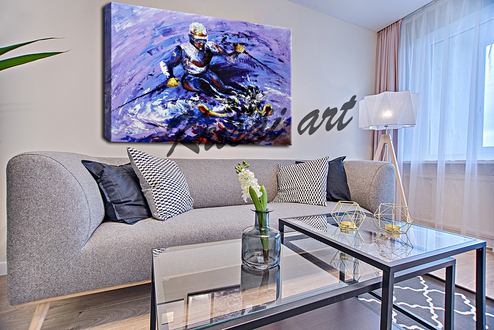 The Skiing Love Canvas Painting