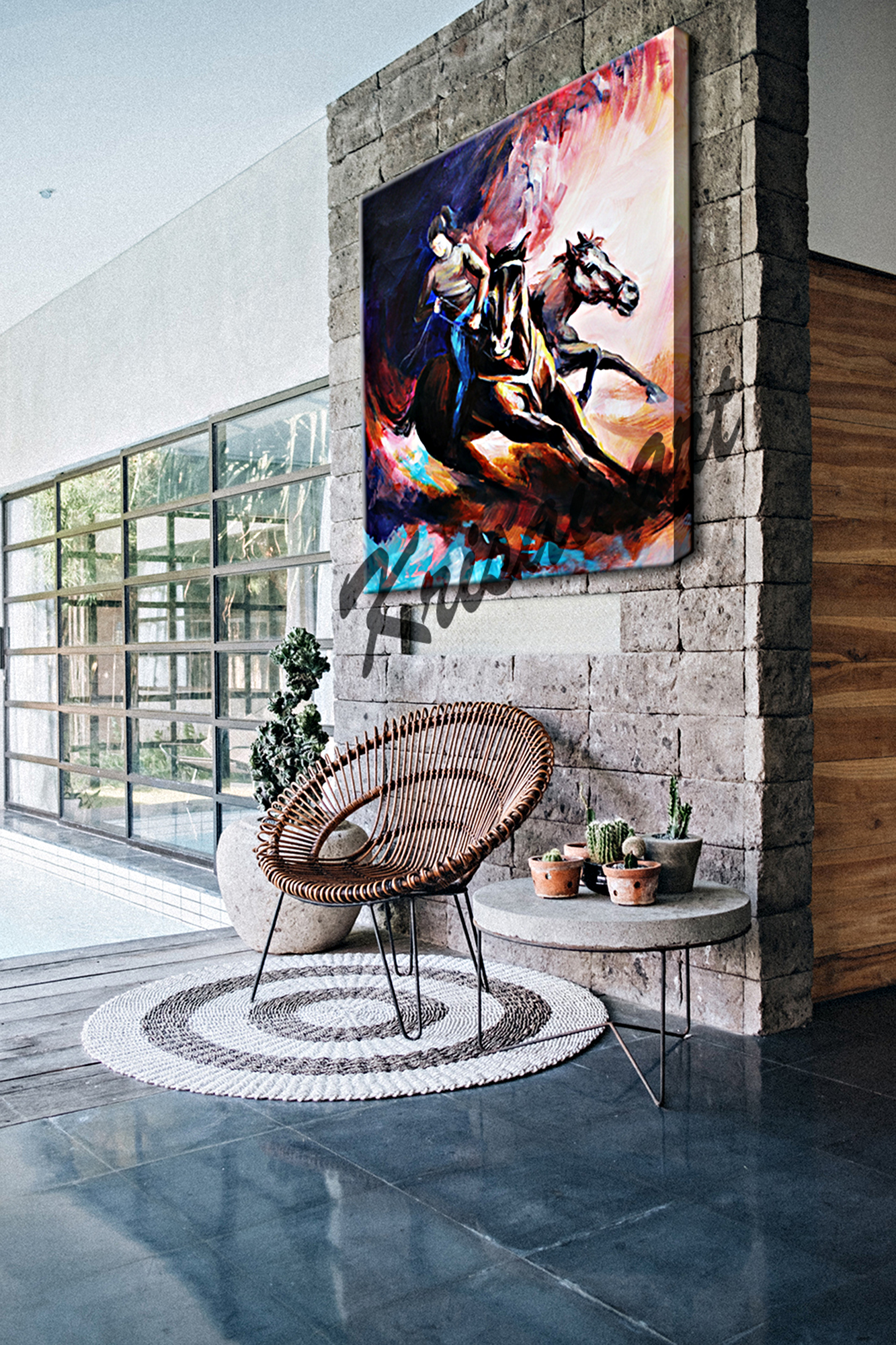 The Girl Power Horse Racing Canvas Painting